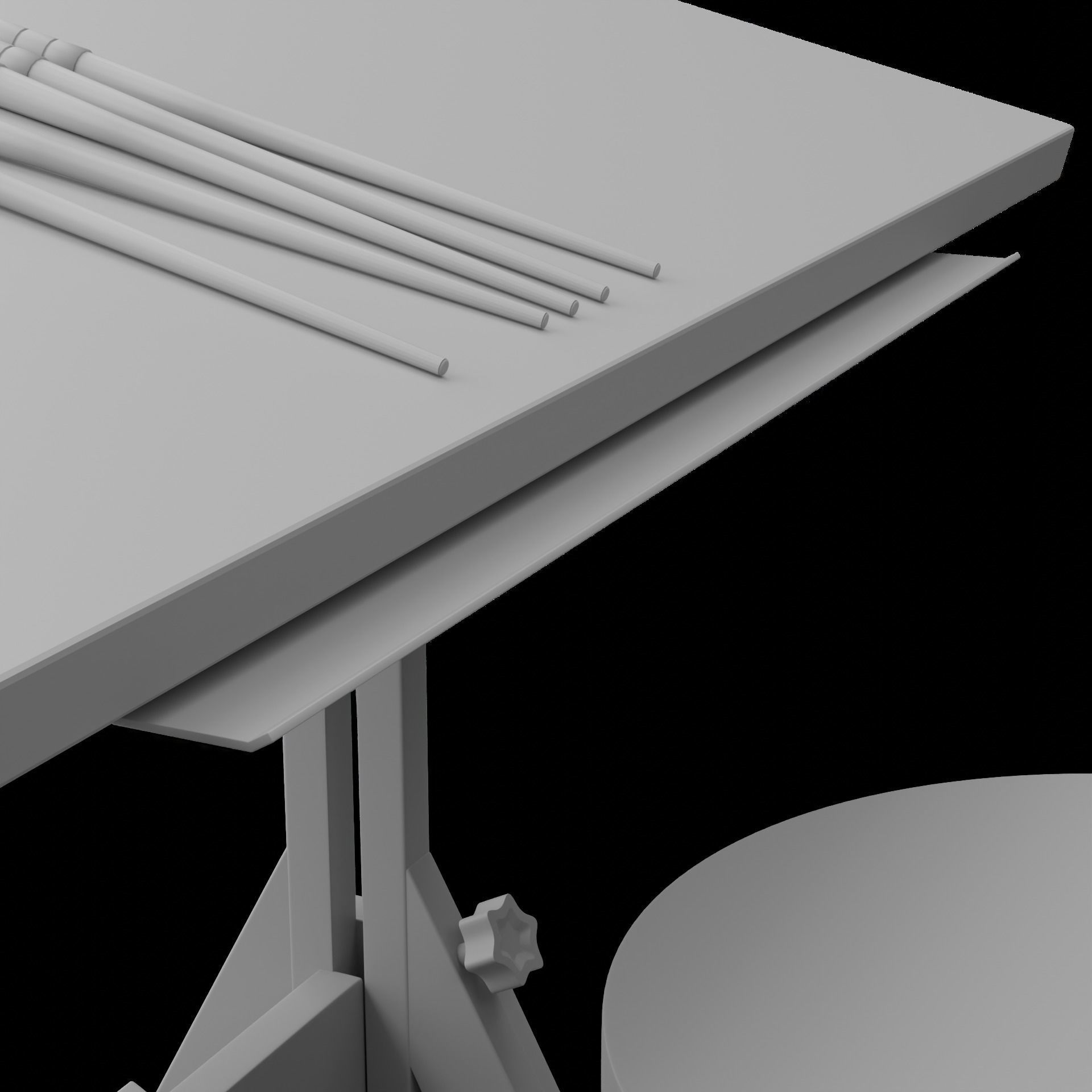 Drafting Table Low poly 3D model Low-poly 3D model_49
