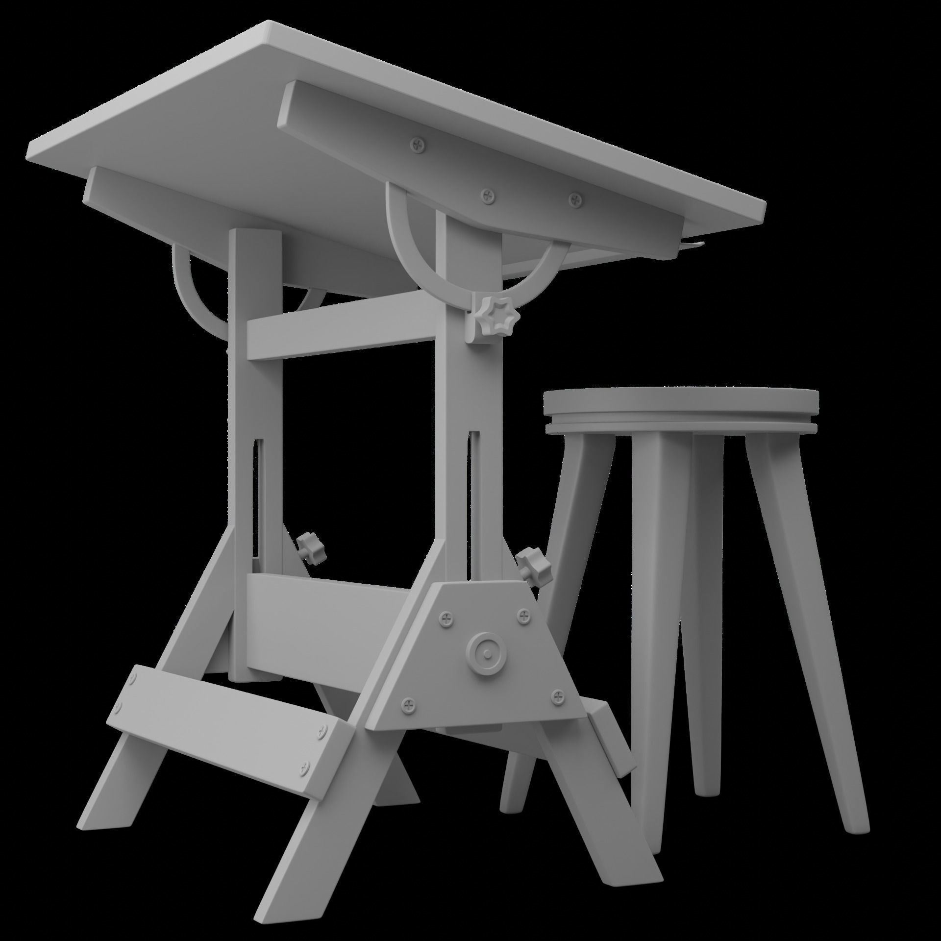 Drafting Table Low poly 3D model Low-poly 3D model_16
