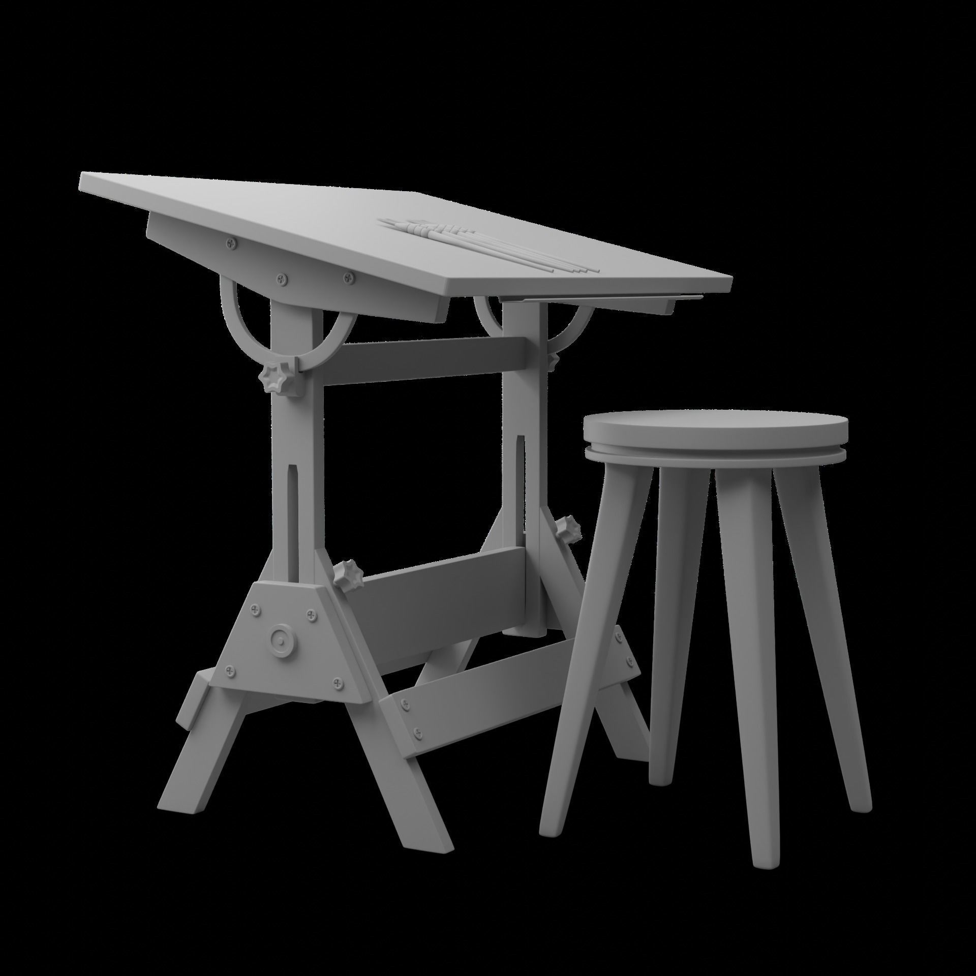 Drafting Table Low poly 3D model Low-poly 3D model_52