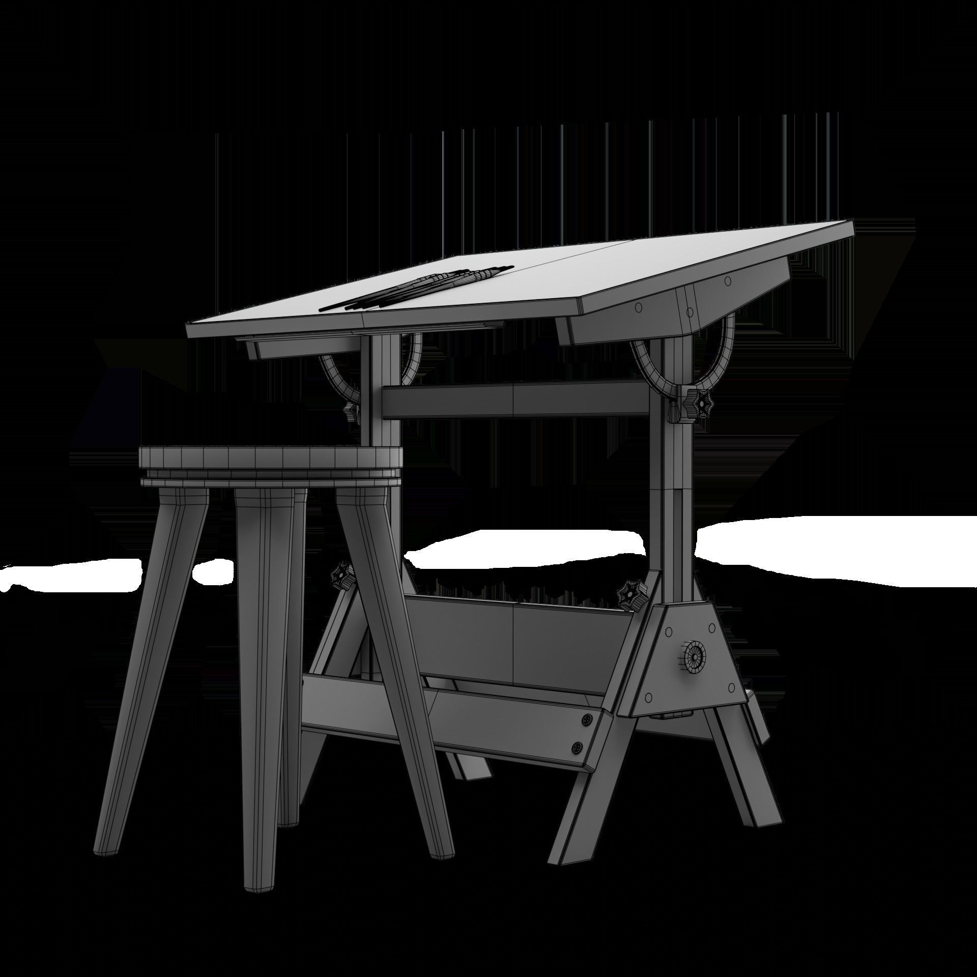 Drafting Table Low poly 3D model Low-poly 3D model_32