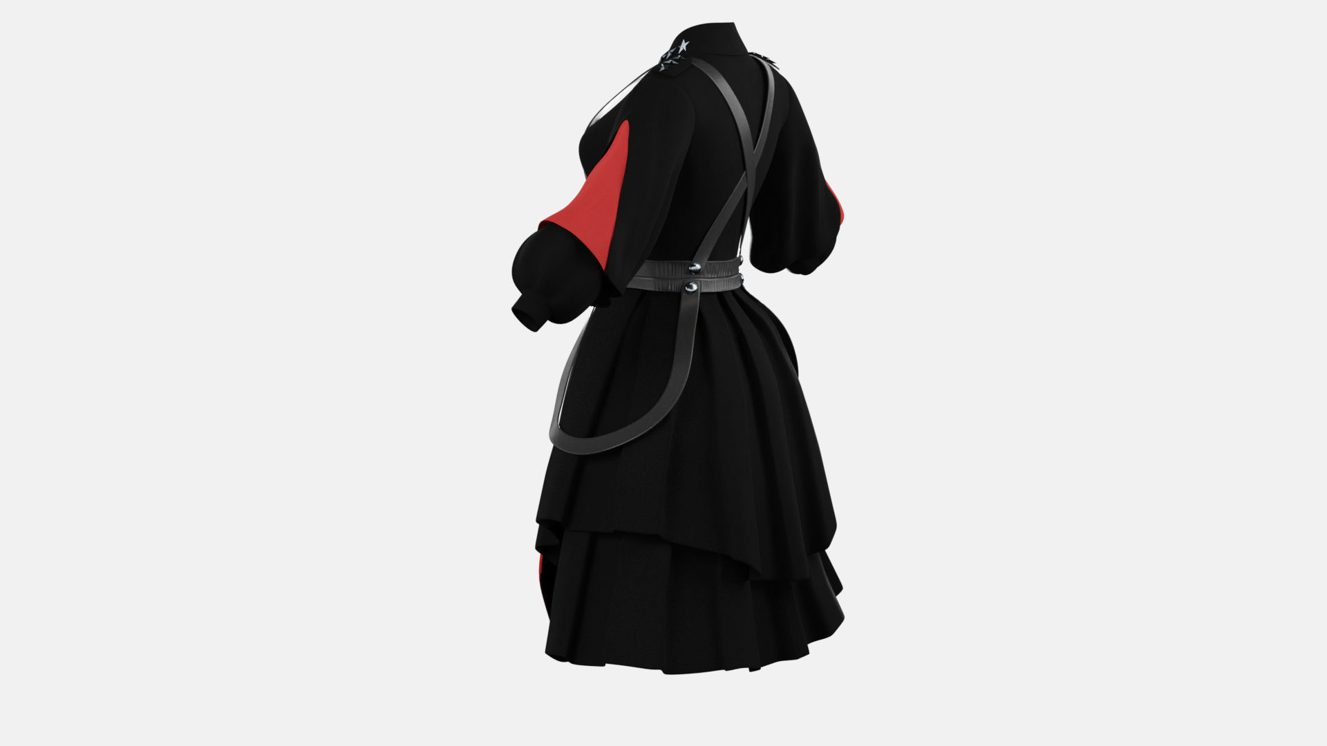 Military Lolita Dress Low-poly 3D model_7