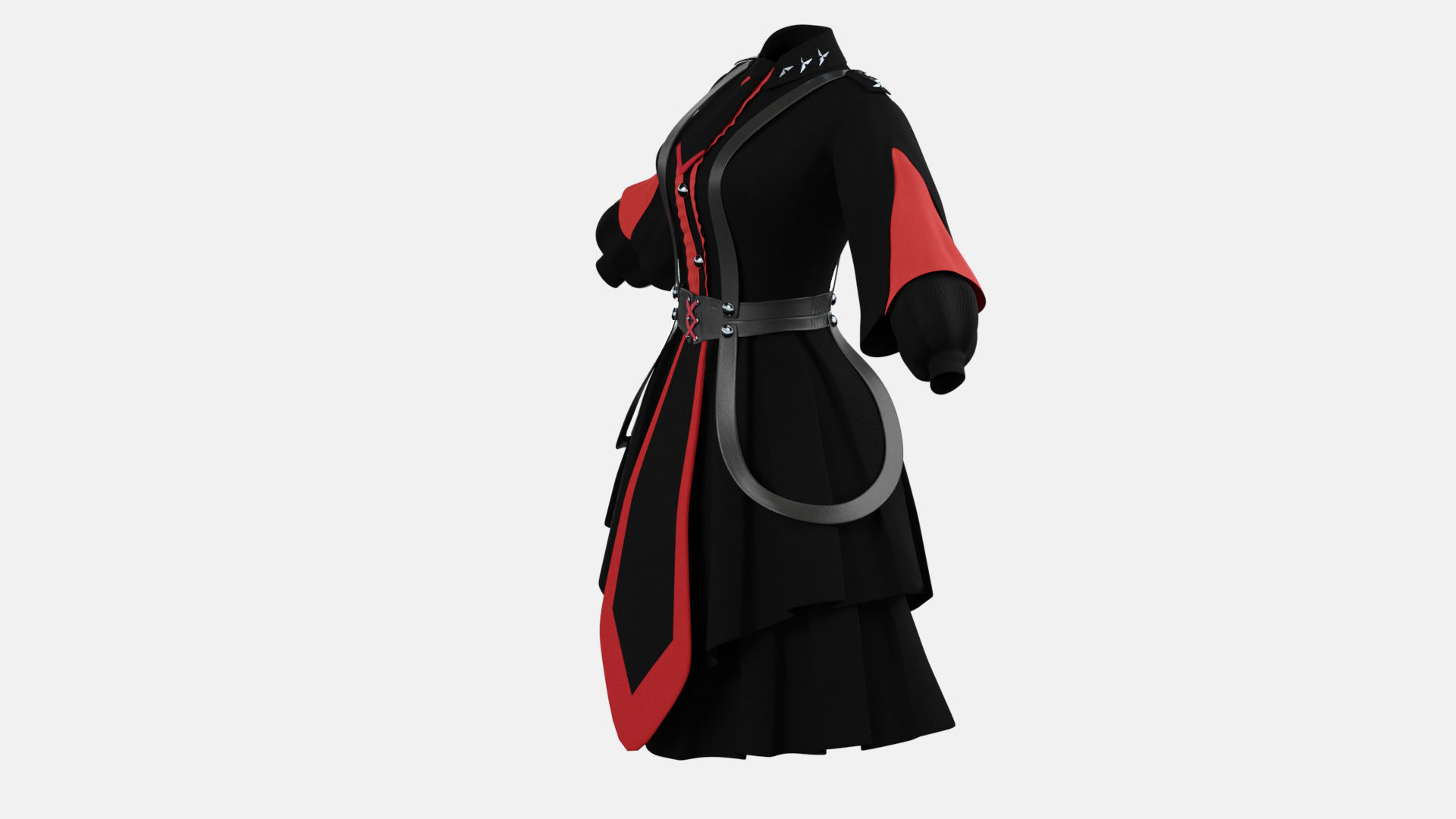 Military Lolita Dress Low-poly 3D model_5