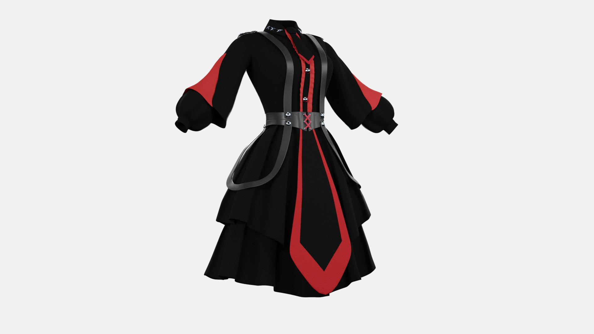 Military Lolita Dress Low-poly 3D model_12