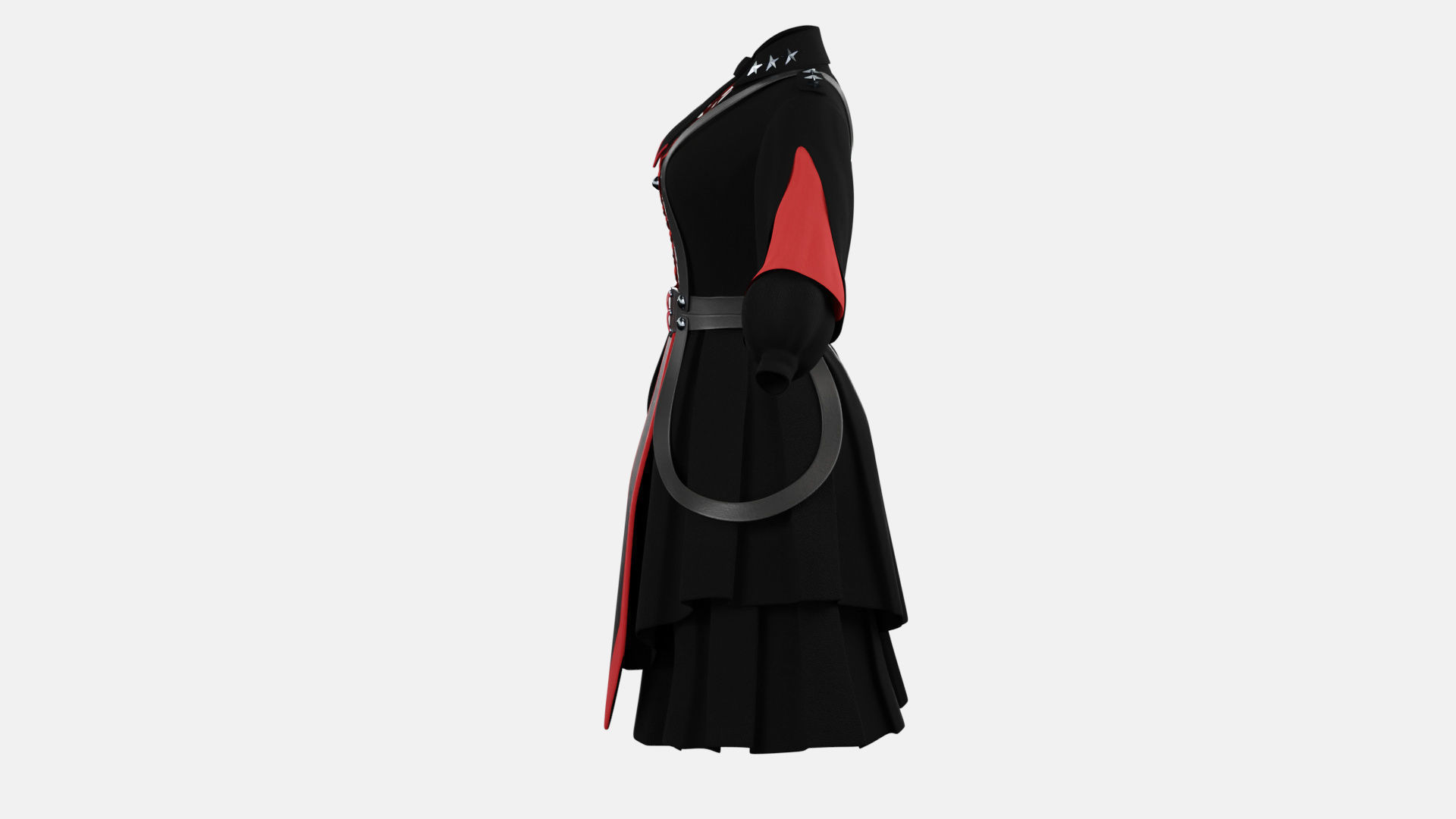 Military Lolita Dress Low-poly 3D model_6