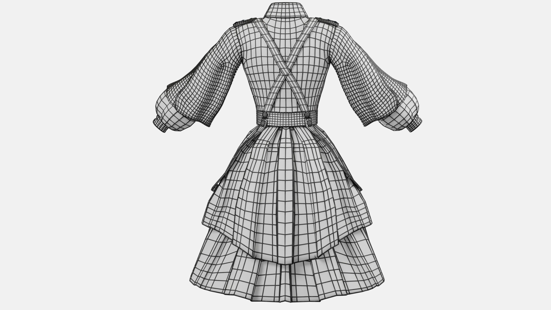 Military Lolita Dress Low-poly 3D model_14