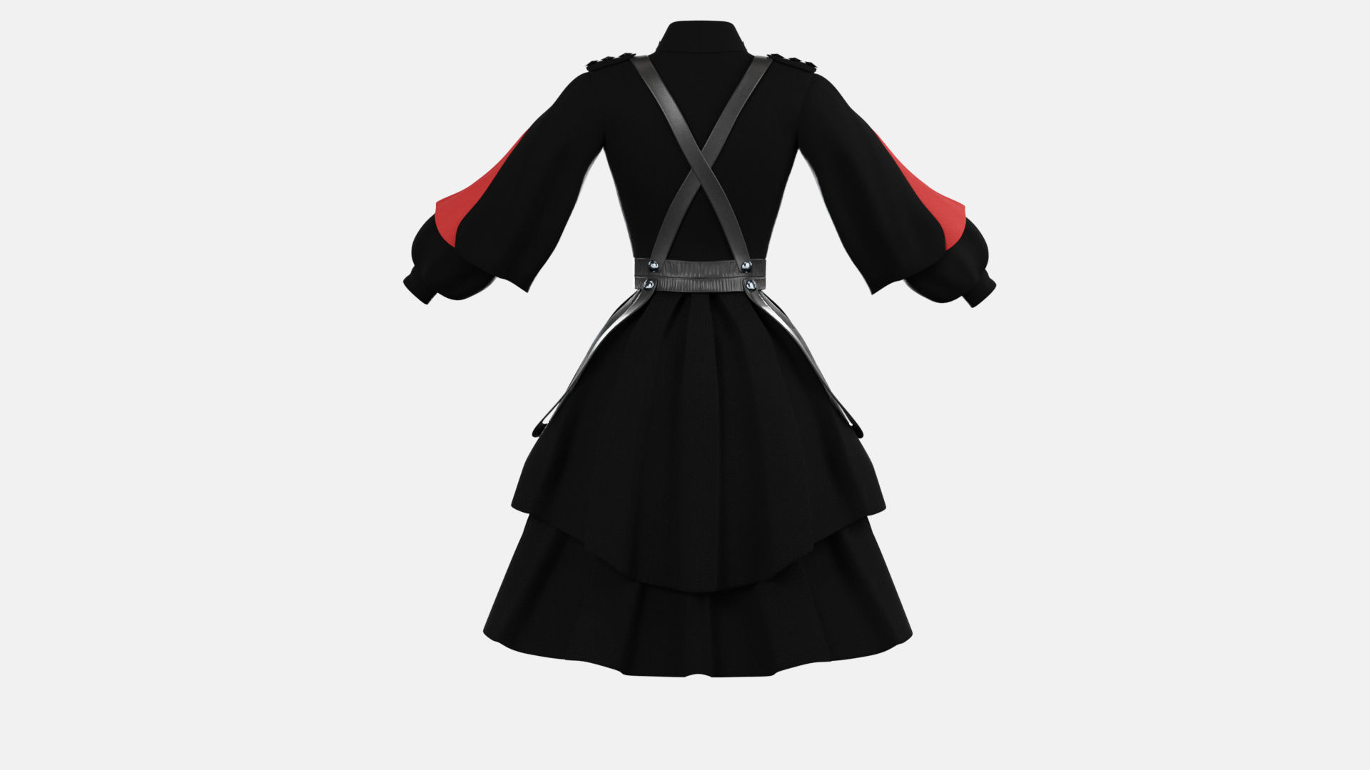 Military Lolita Dress Low-poly 3D model_9