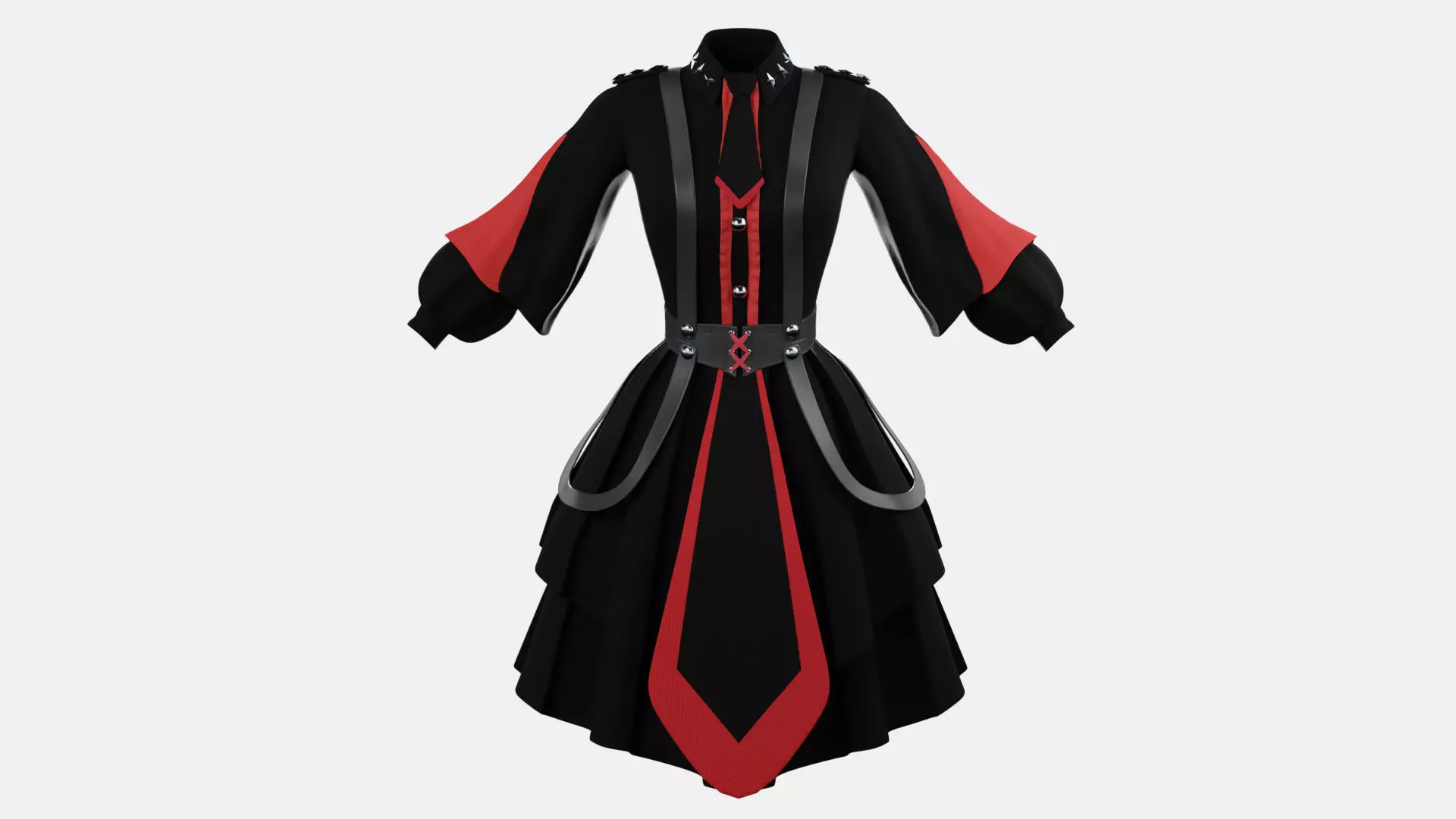 Military Lolita Dress Low-poly 3D model_0