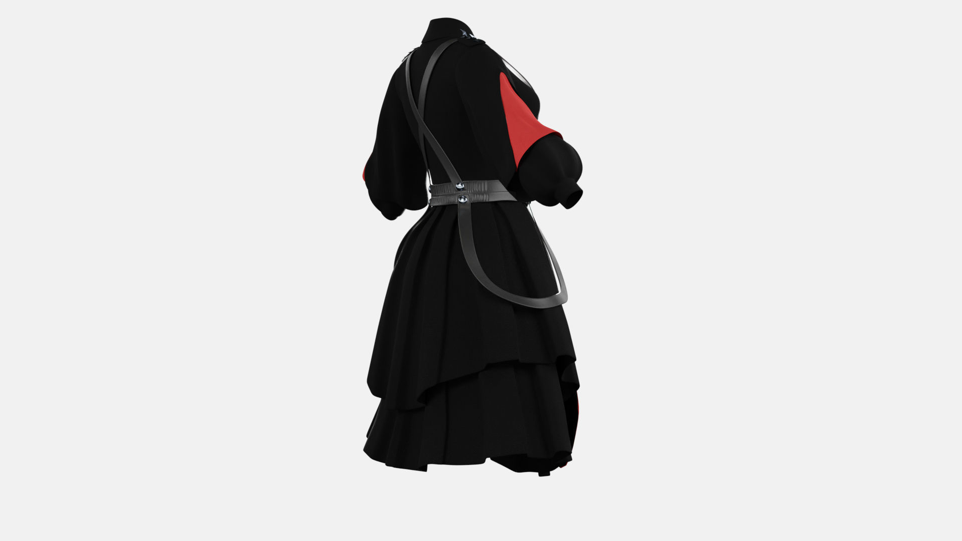 Military Lolita Dress Low-poly 3D model_10