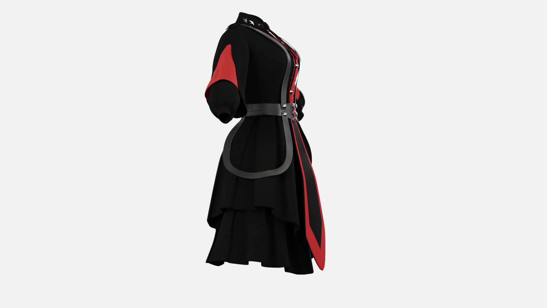 Military Lolita Dress Low-poly 3D model_11