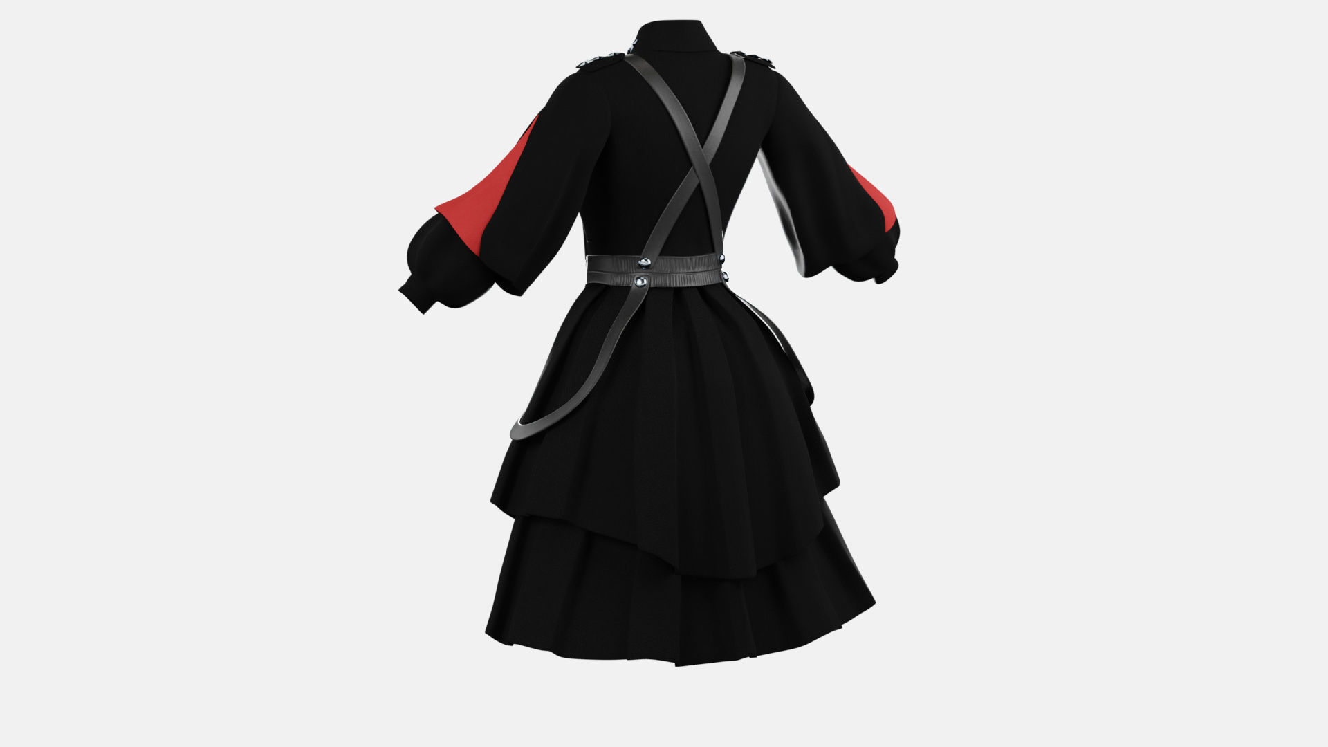 Military Lolita Dress Low-poly 3D model_8