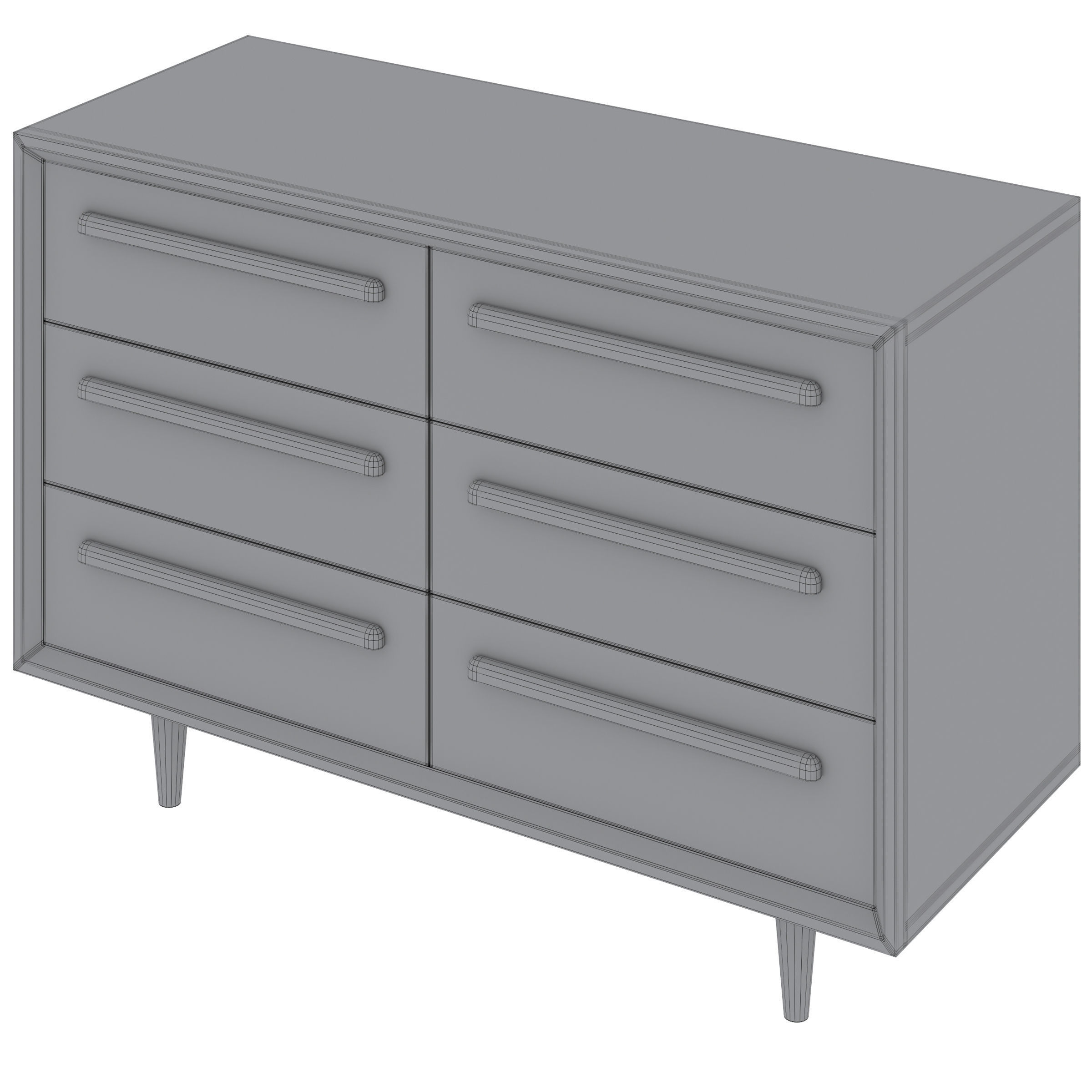 Tatum Kids 6-Drawer Wide Dresser 3D model_4