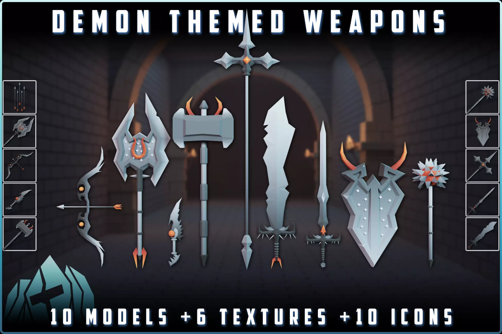 10 Demon Themed Weapons Low-poly 3D model_0