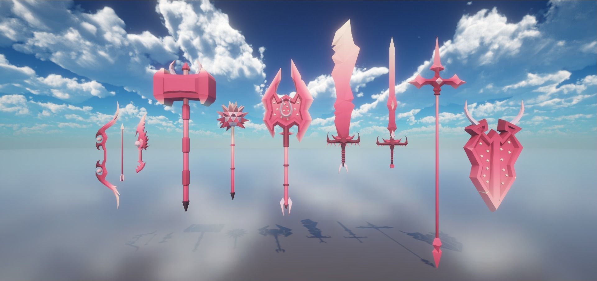 10 Demon Themed Weapons Low-poly 3D model_7