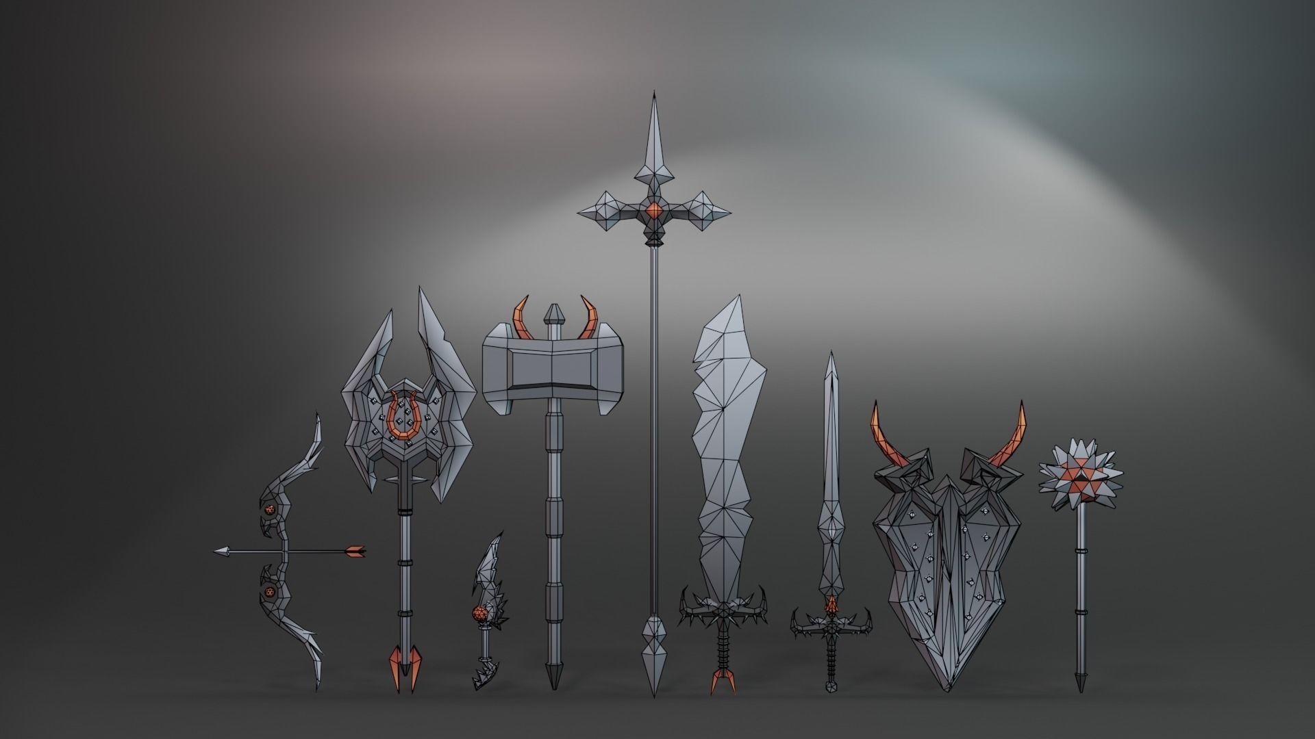 10 Demon Themed Weapons Low-poly 3D model_1