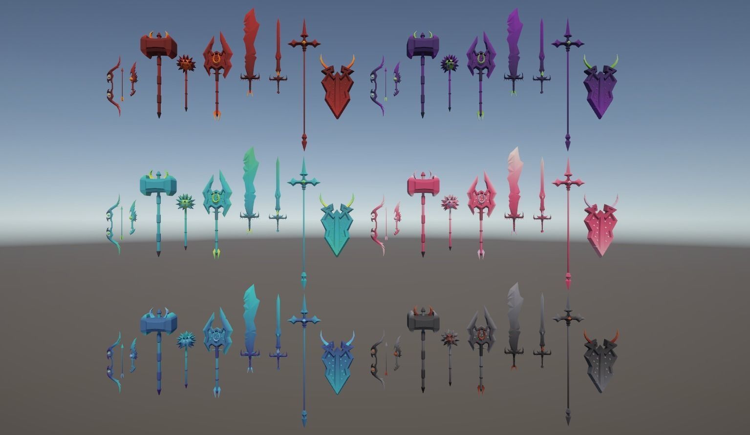10 Demon Themed Weapons Low-poly 3D model_8