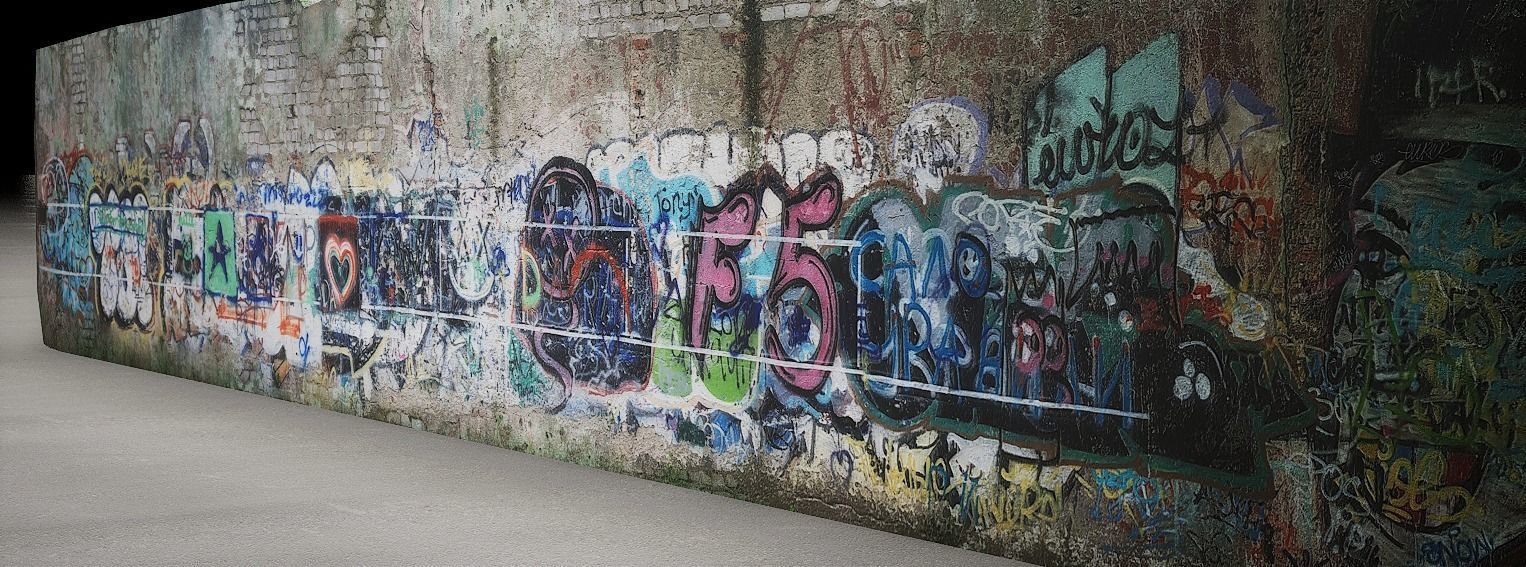 Street art wall Low-poly 3D model_5