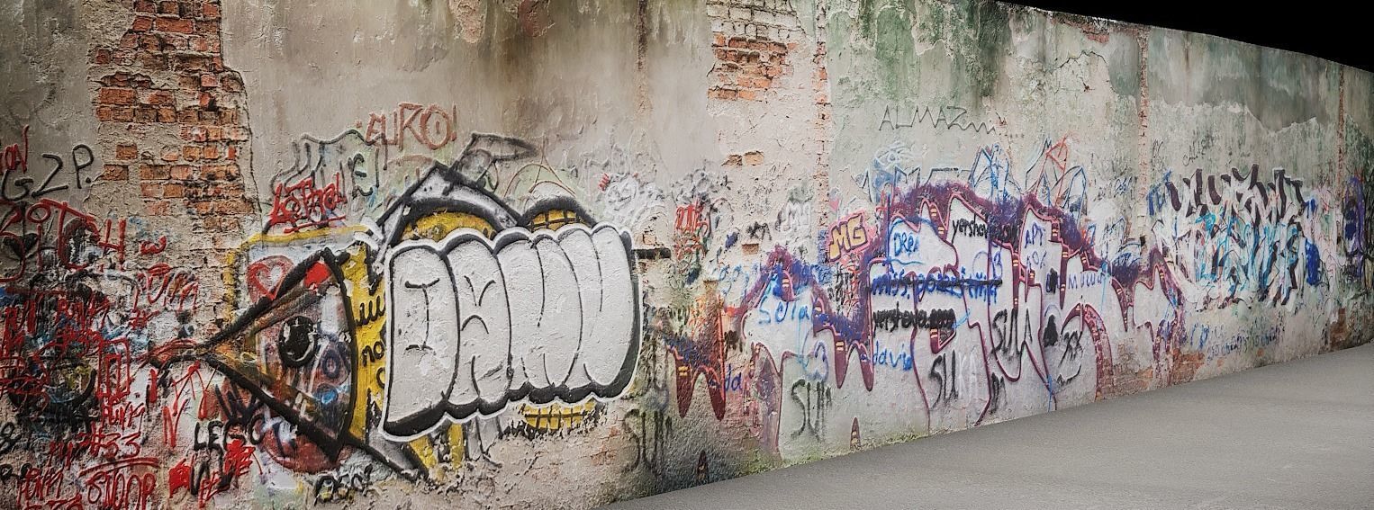 Street art wall Low-poly 3D model_8