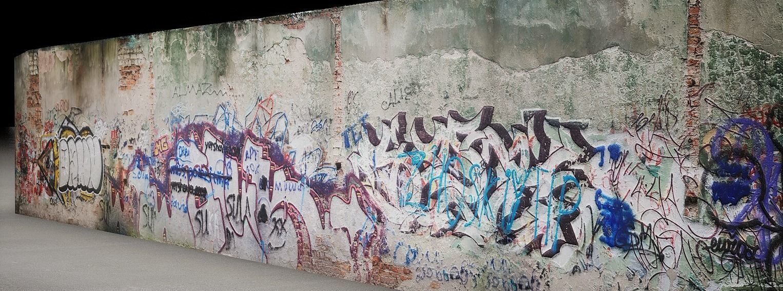 Street art wall Low-poly 3D model_9