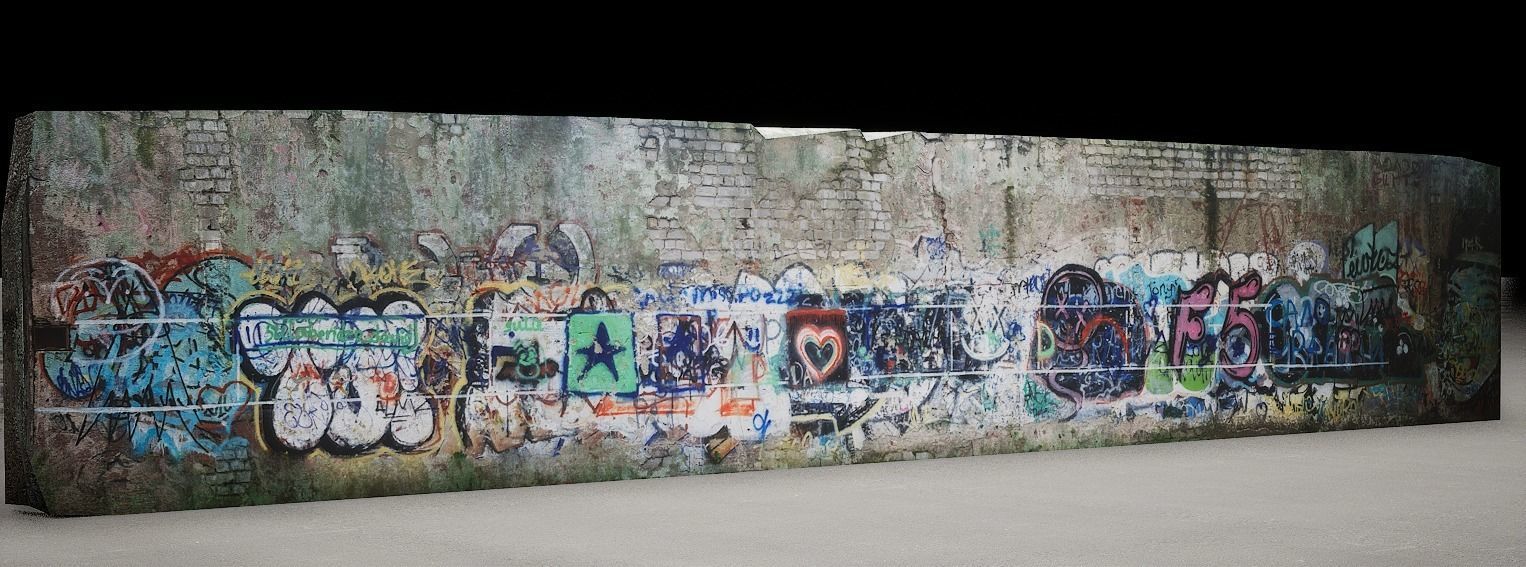 Street art wall Low-poly 3D model_6