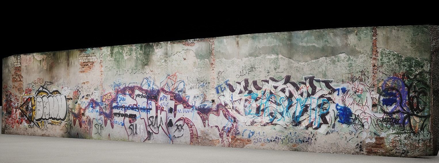 Street art wall Low-poly 3D model_7