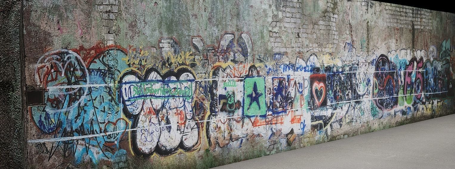 Street art wall Low-poly 3D model_4