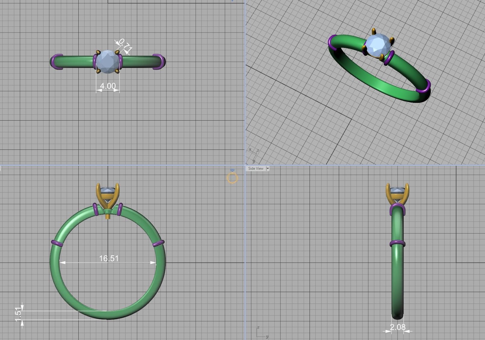 Engagement Solitaire Ring Promise Ring Own design 3dmodel 3D print model_11