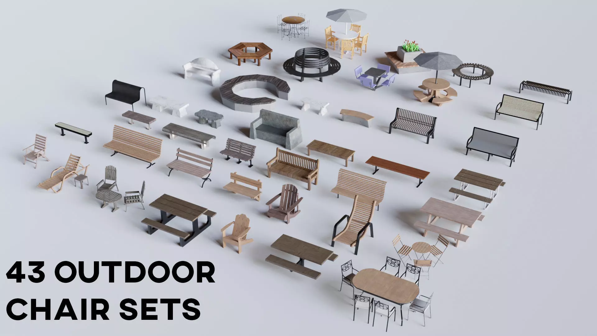 Outdoor chairs Low-poly 3D model