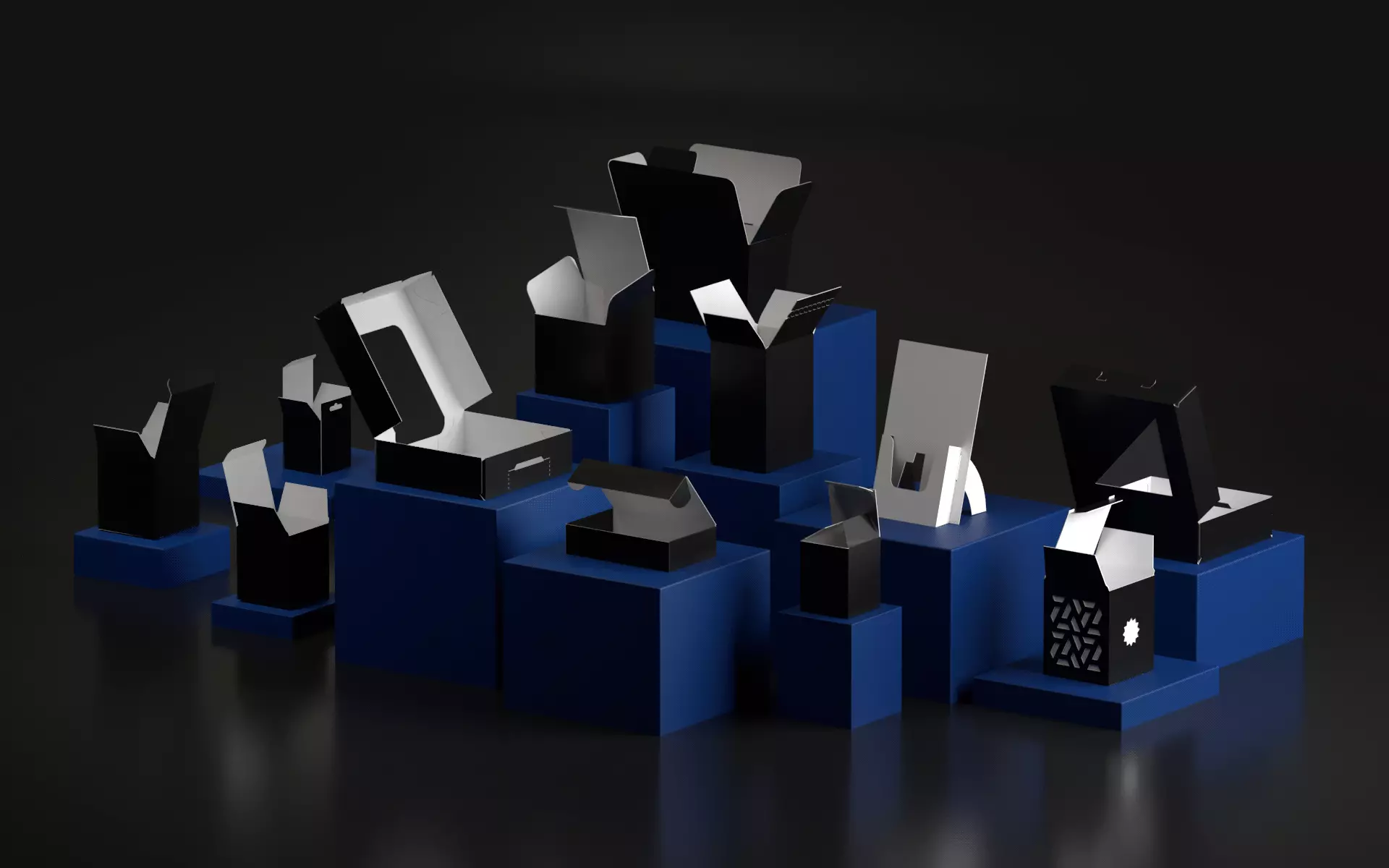 Bundle of Packaging Boxes Low-poly 3D model