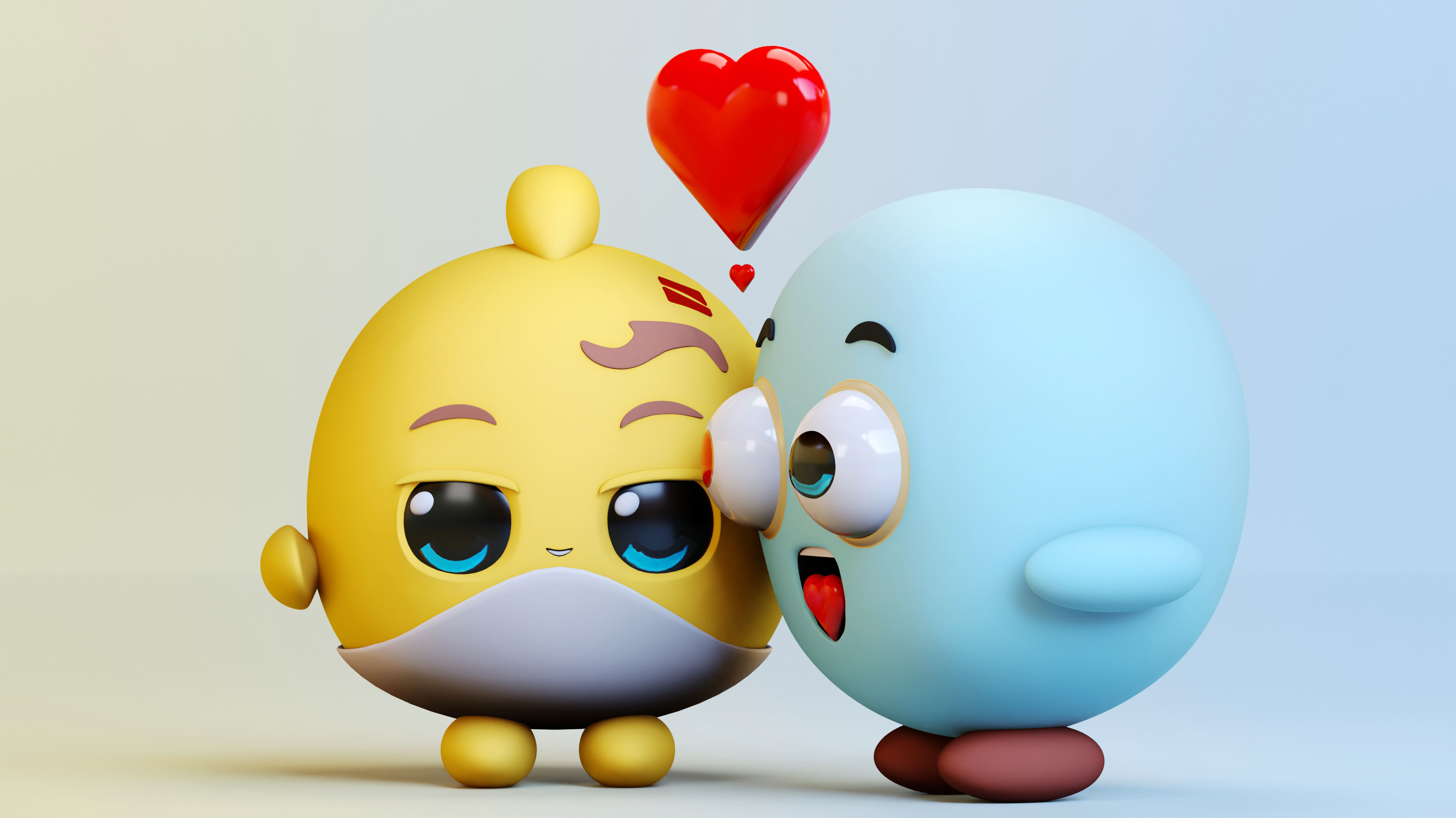 Cute Lovely Emoji Couple Low-poly 3D model_13