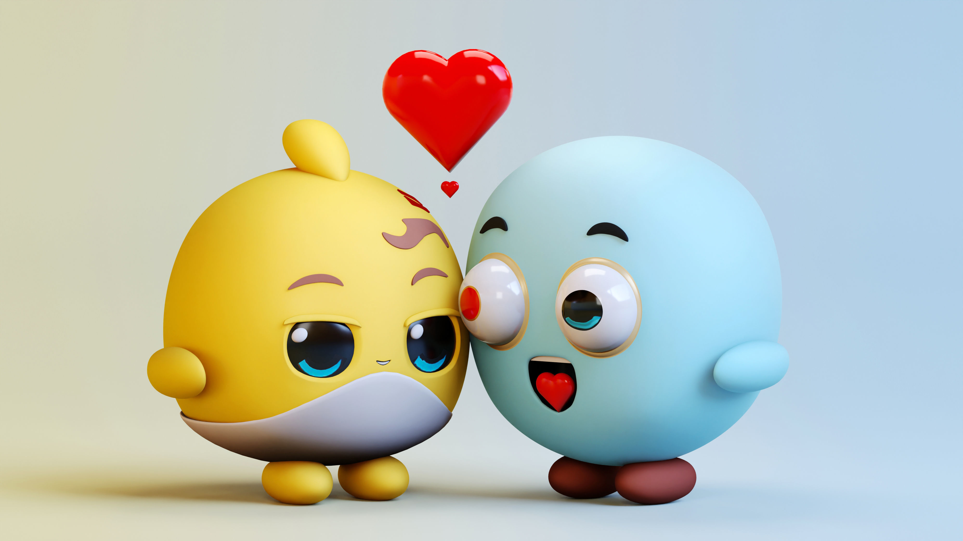 Cute Lovely Emoji Couple Low-poly 3D model_16