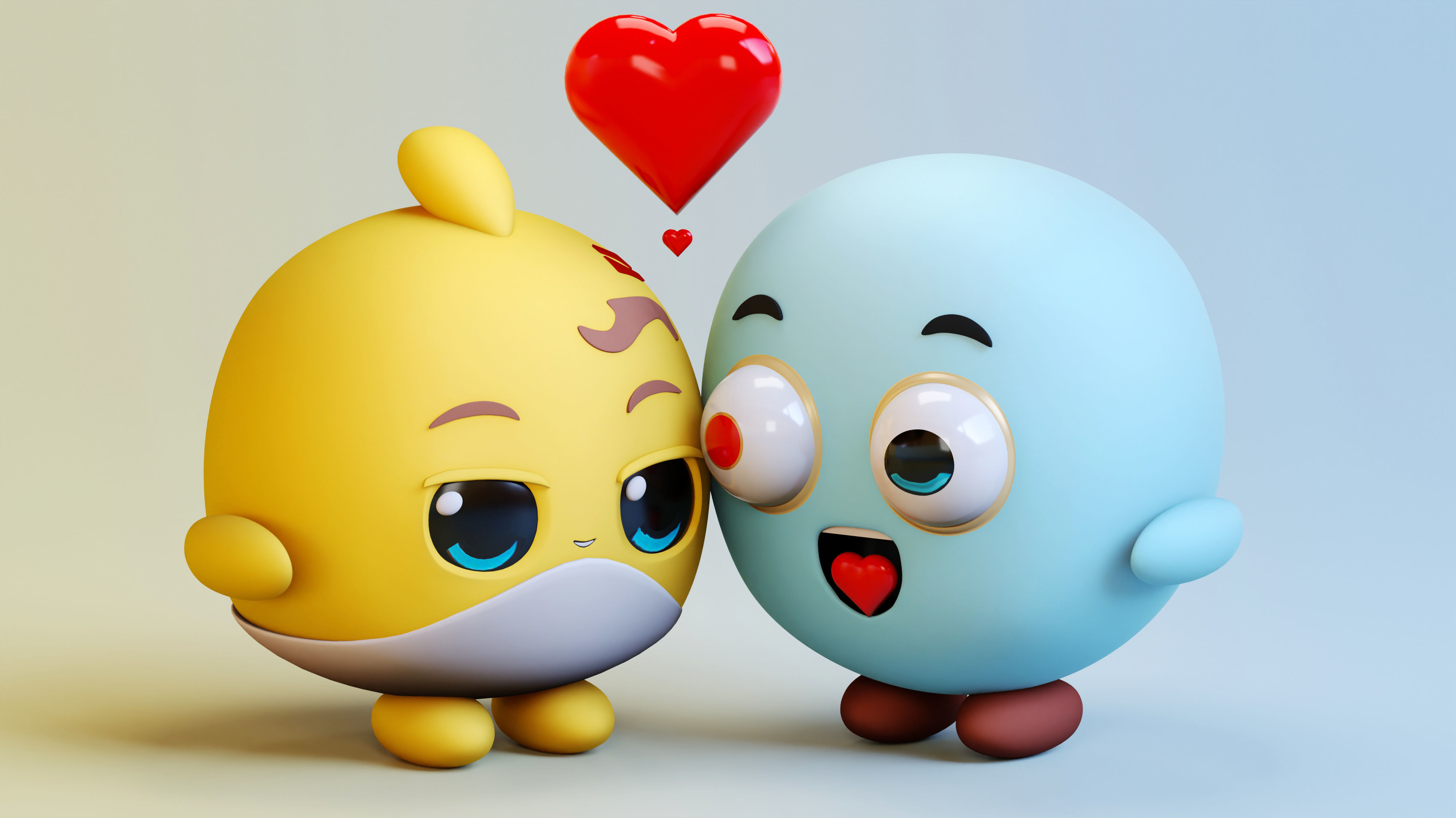 Cute Lovely Emoji Couple Low-poly 3D model_11