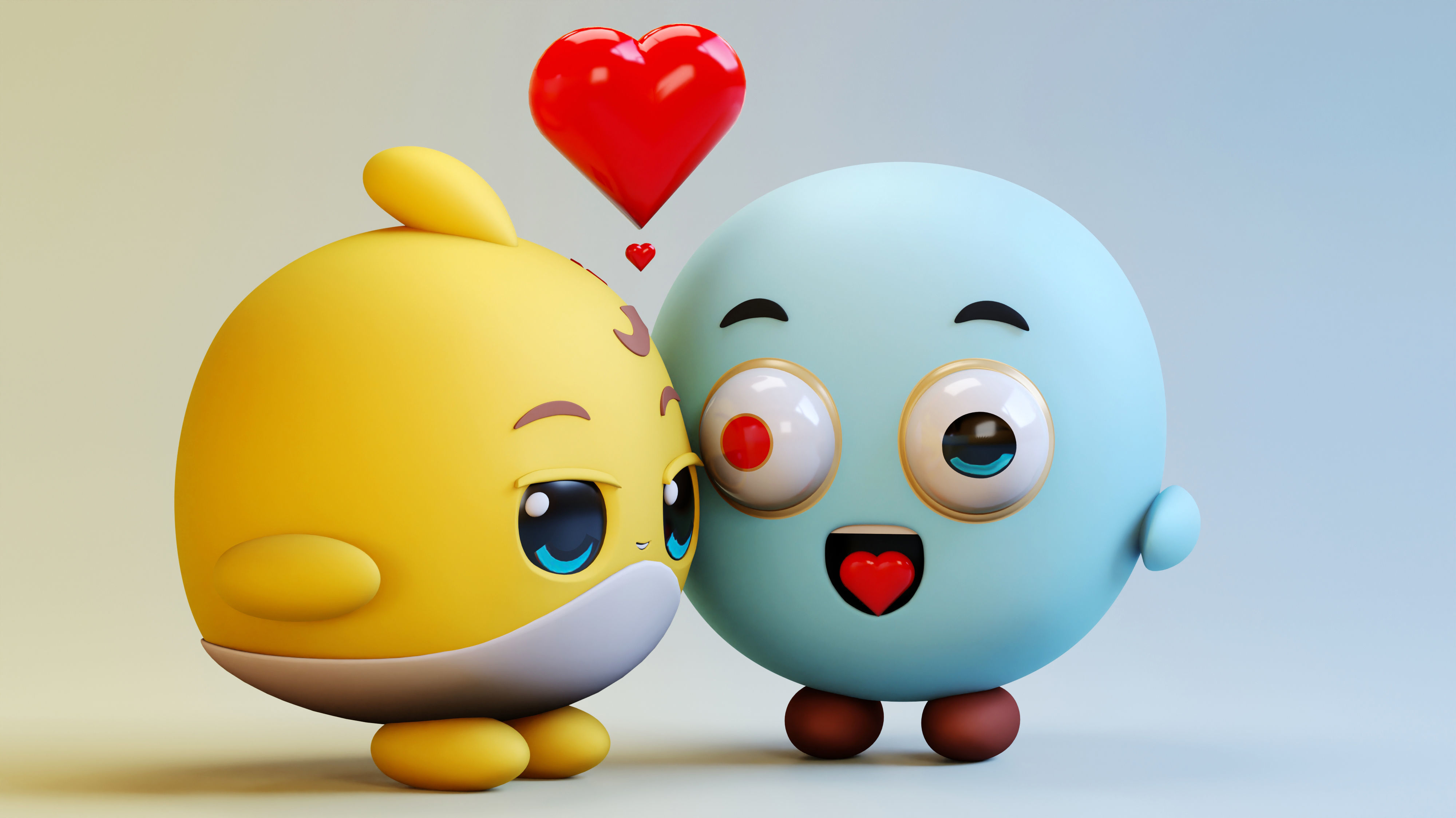 Cute Lovely Emoji Couple Low-poly 3D model_9