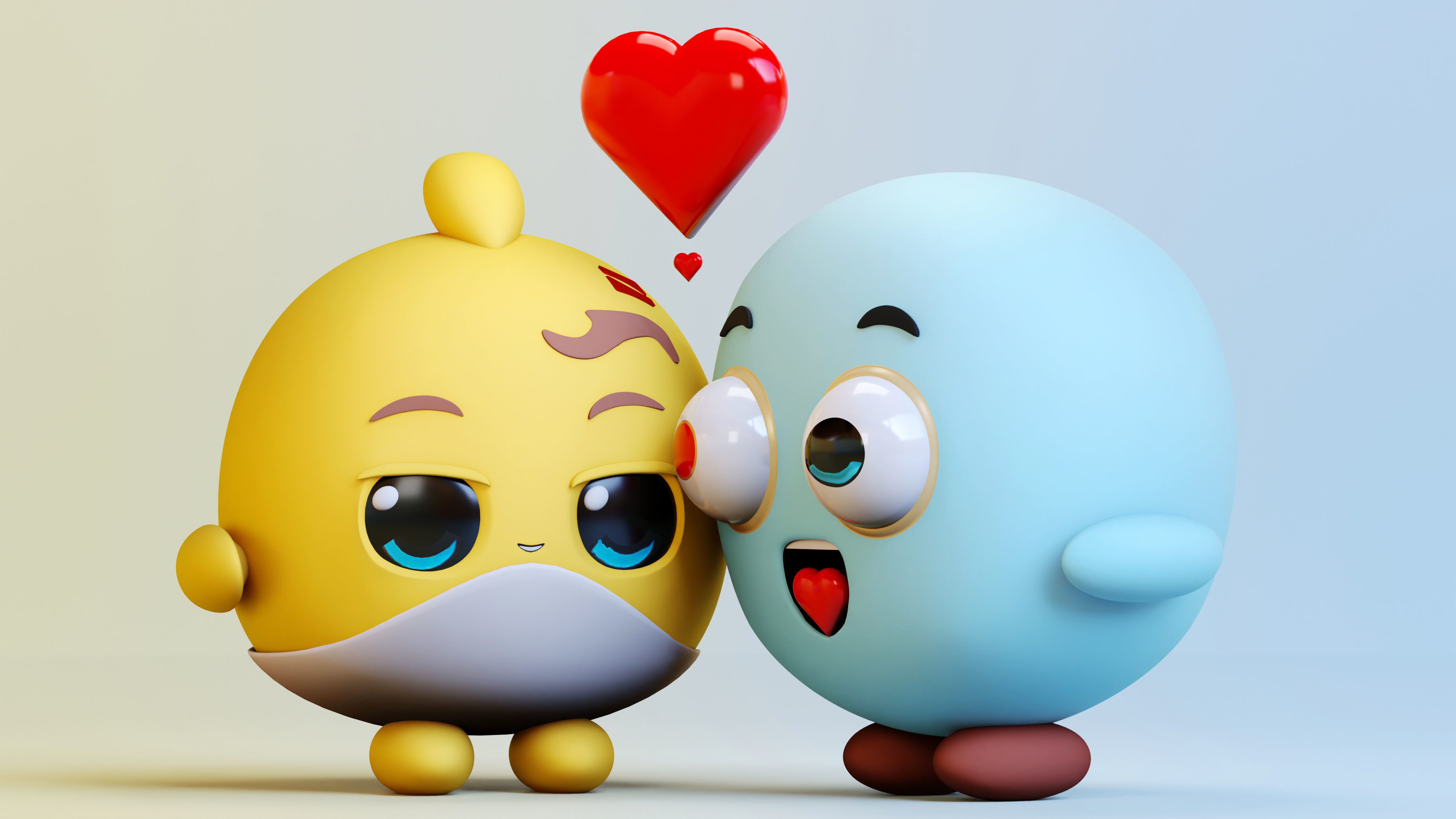 Cute Lovely Emoji Couple Low-poly 3D model_15