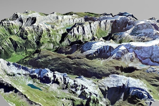 Mountain landscape Hauserhor Glarus Eastern Switzerland 3D model
