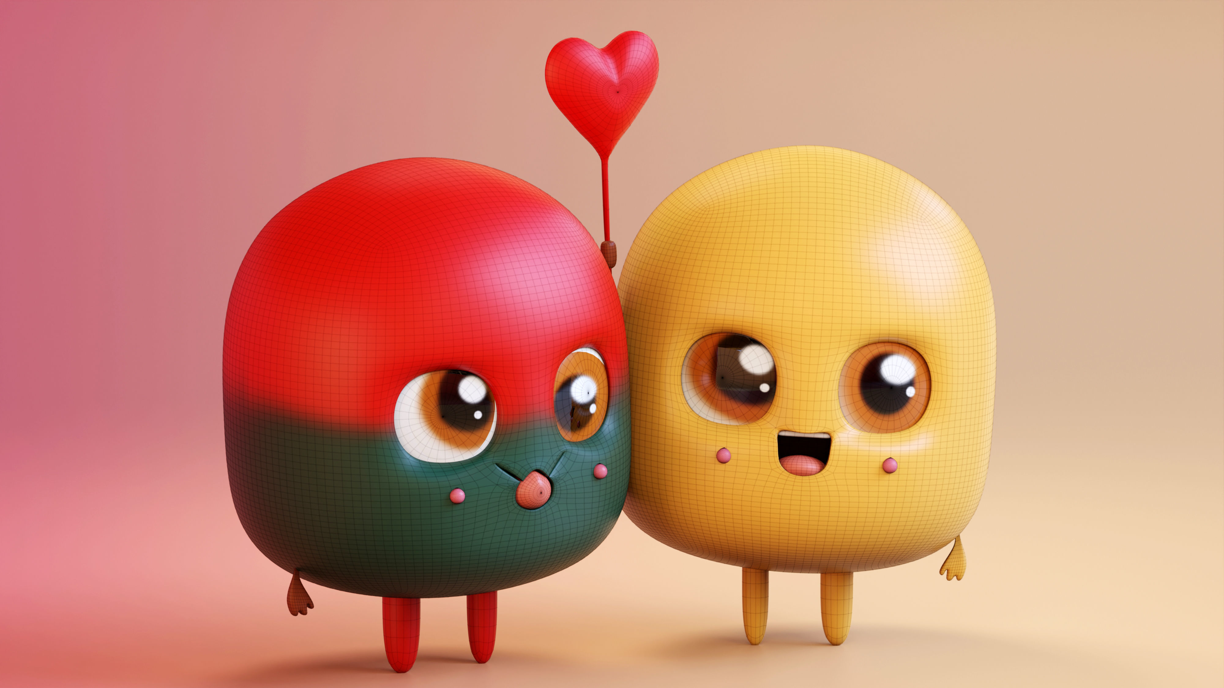 Cute Emoji Couple Love 3D model_13