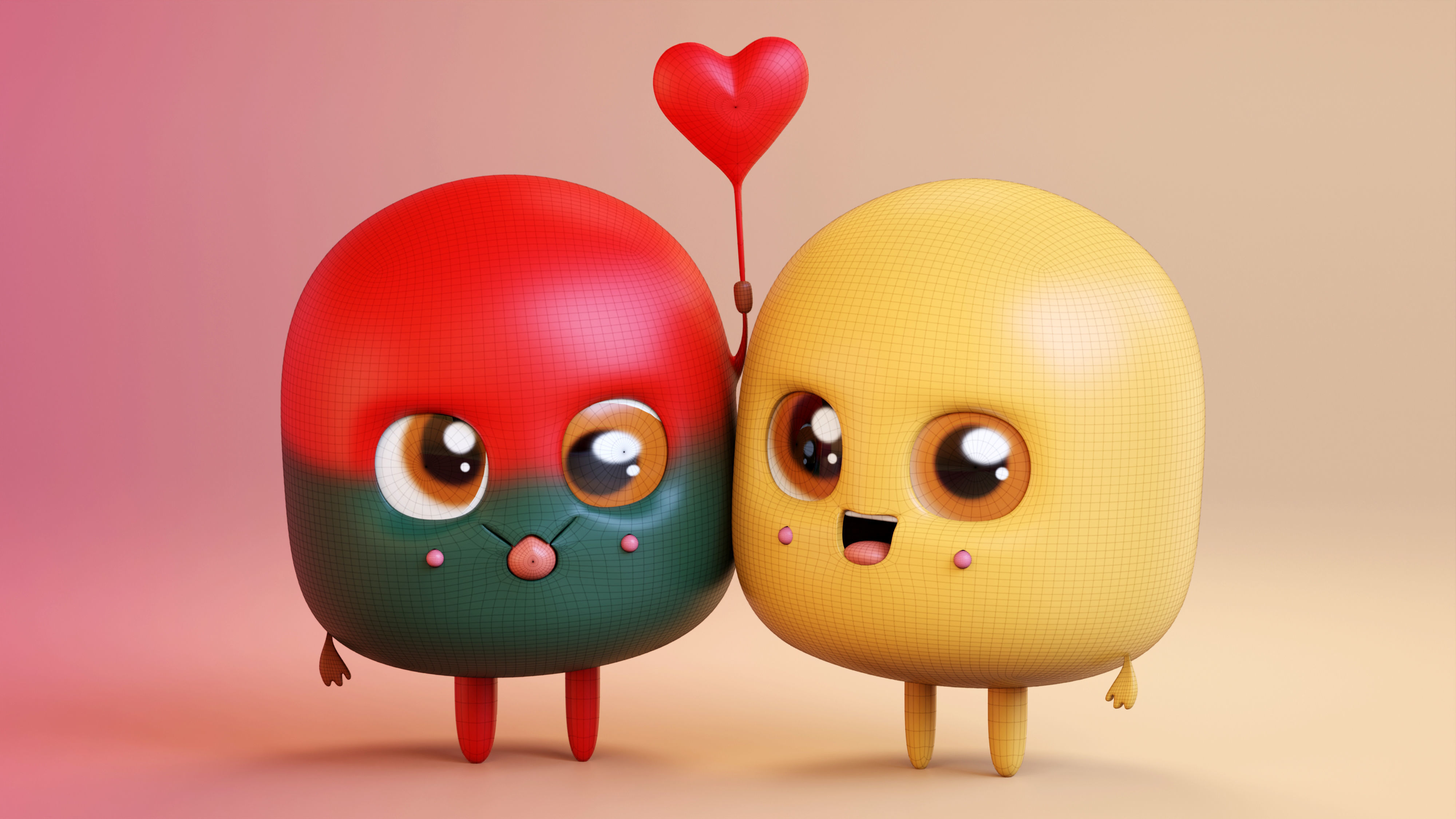 Cute Emoji Couple Love 3D model_12