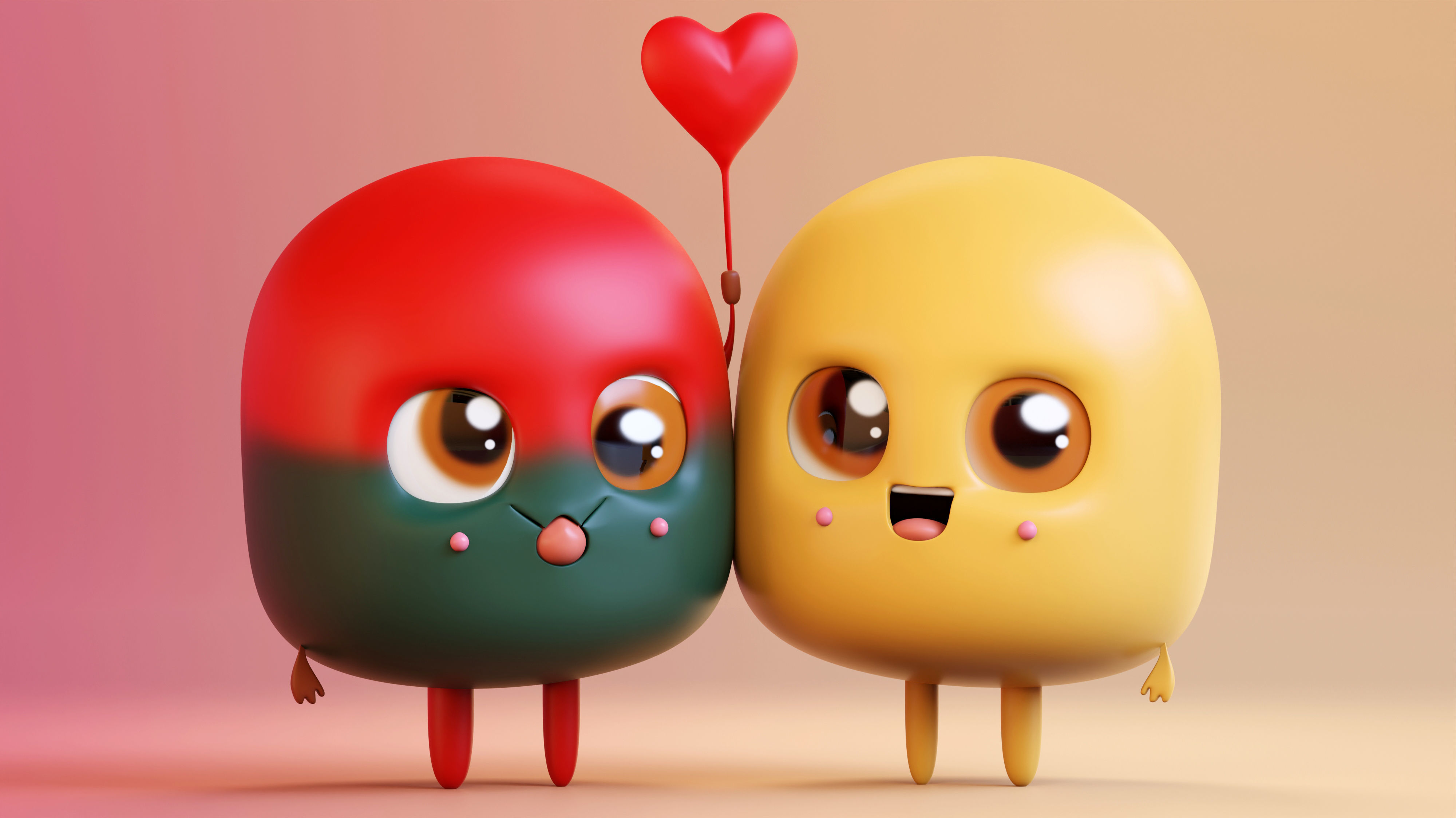 Cute Emoji Couple Love 3D model_1