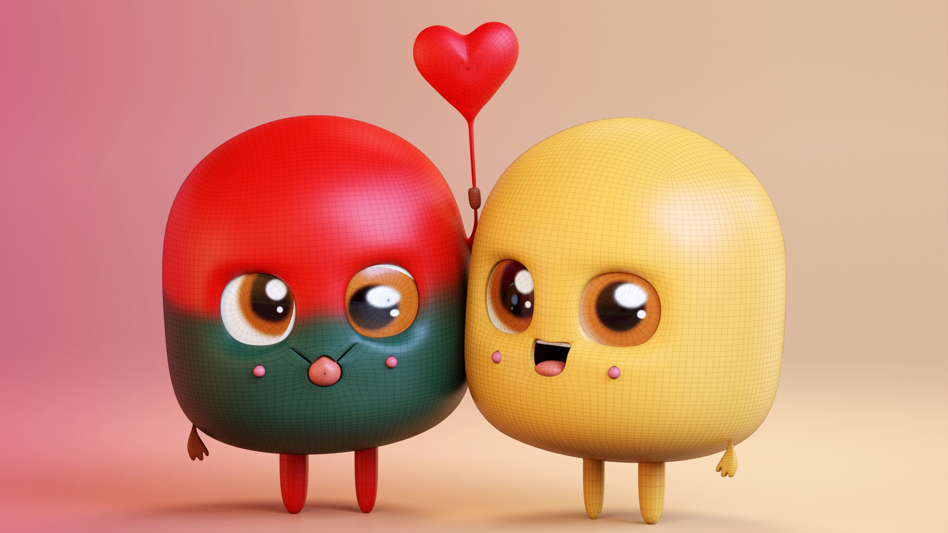 Cute Emoji Couple Love 3D model_14