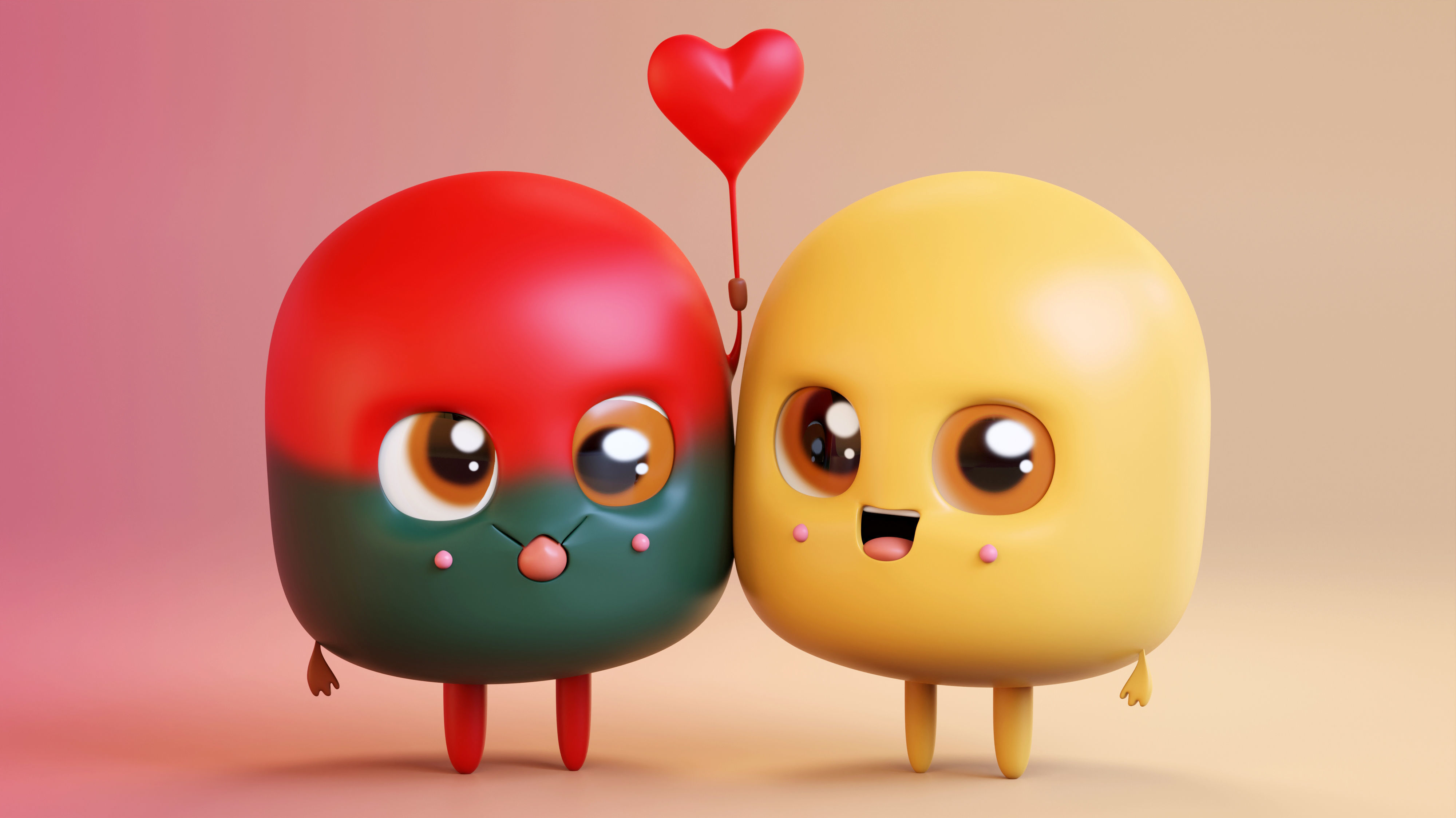 Cute Emoji Couple Love 3D model_5