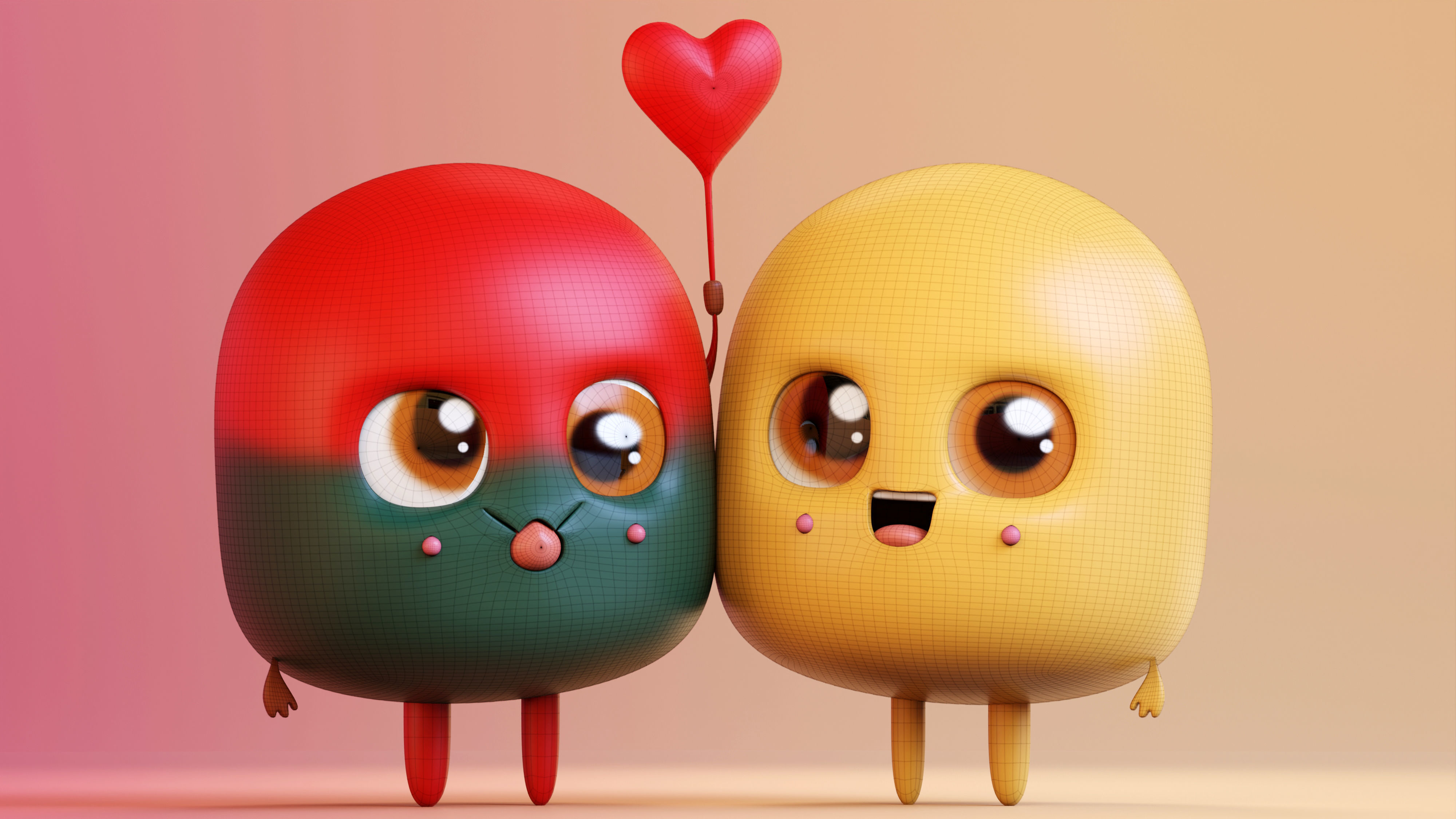 Cute Emoji Couple Love 3D model_15