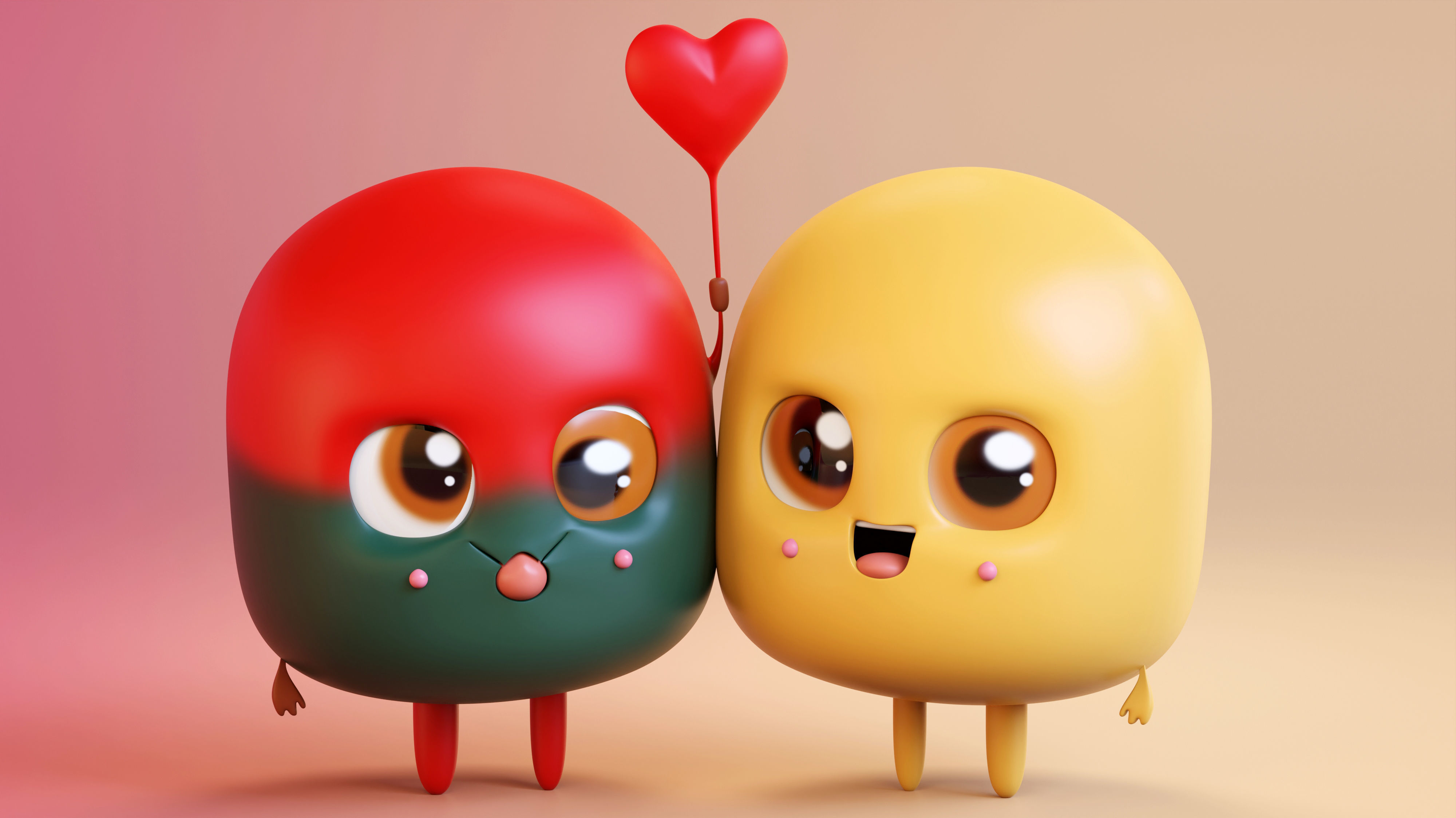 Cute Emoji Couple Love 3D model_10