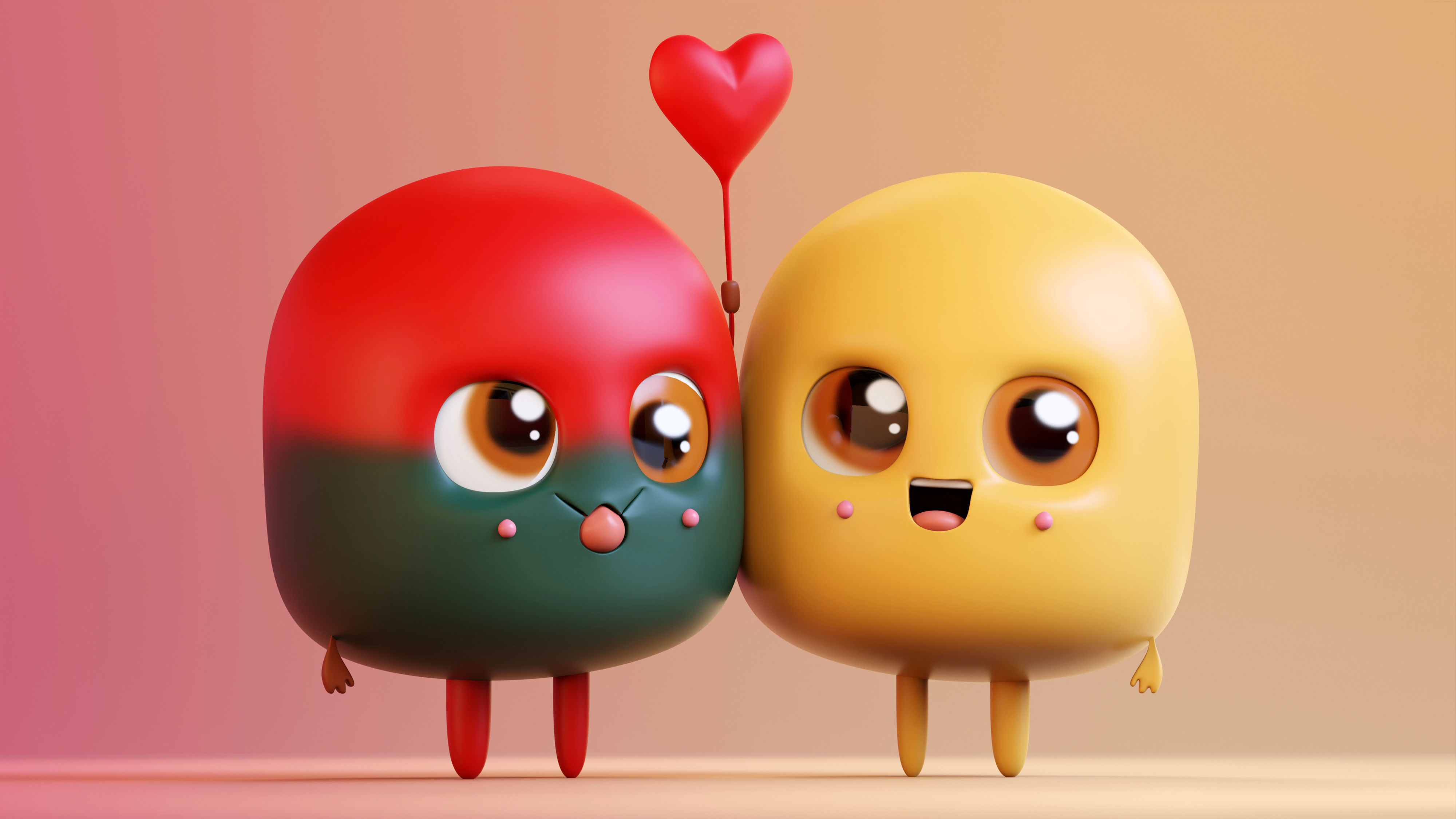 Cute Emoji Couple Love 3D model_3