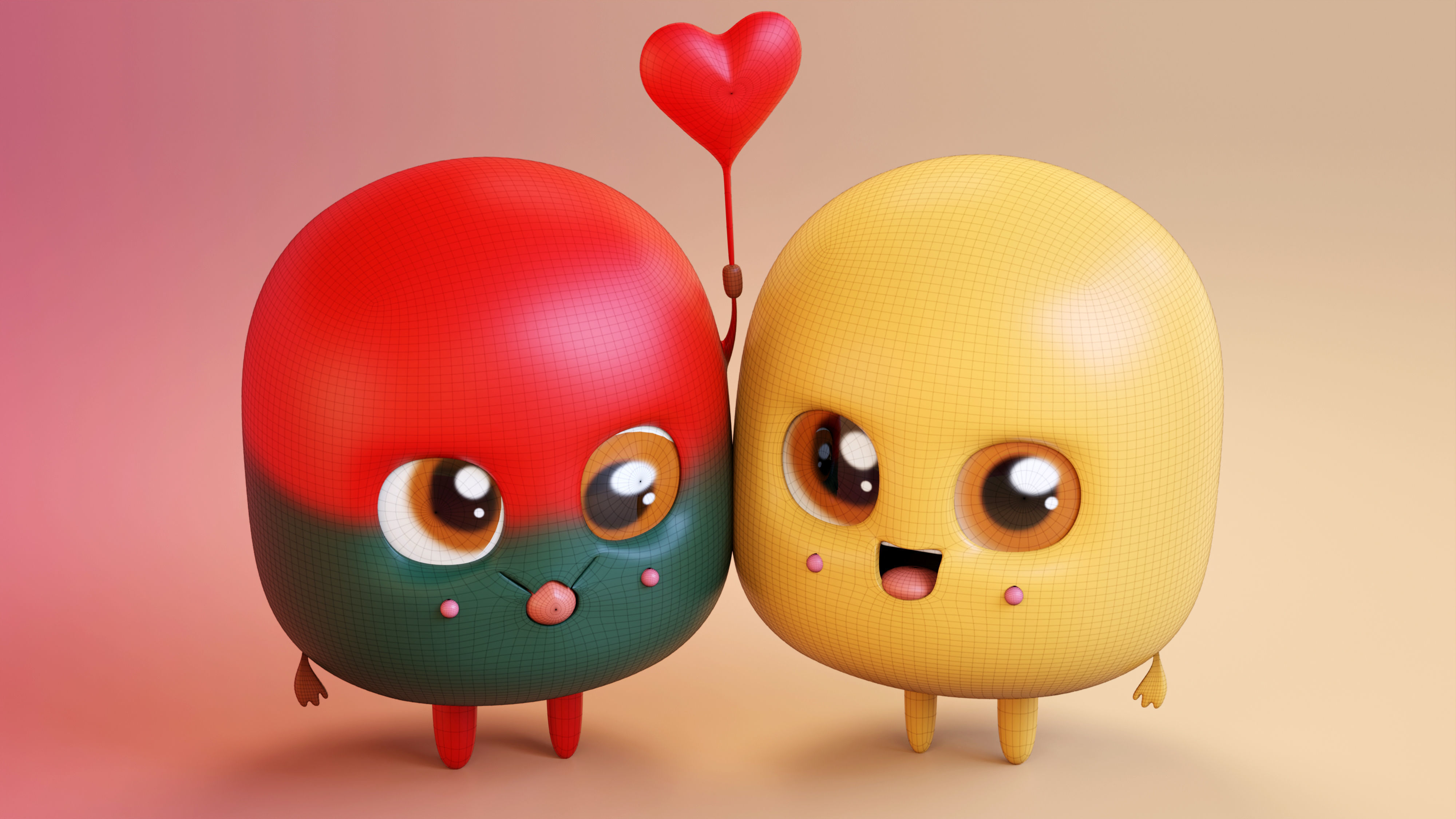 Cute Emoji Couple Love 3D model_16