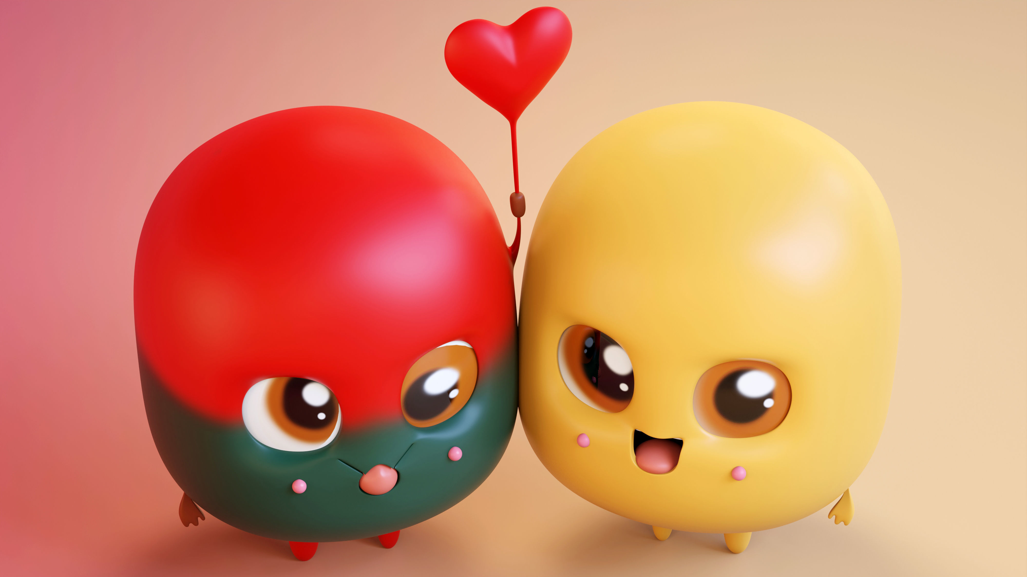 Cute Emoji Couple Love 3D model_2