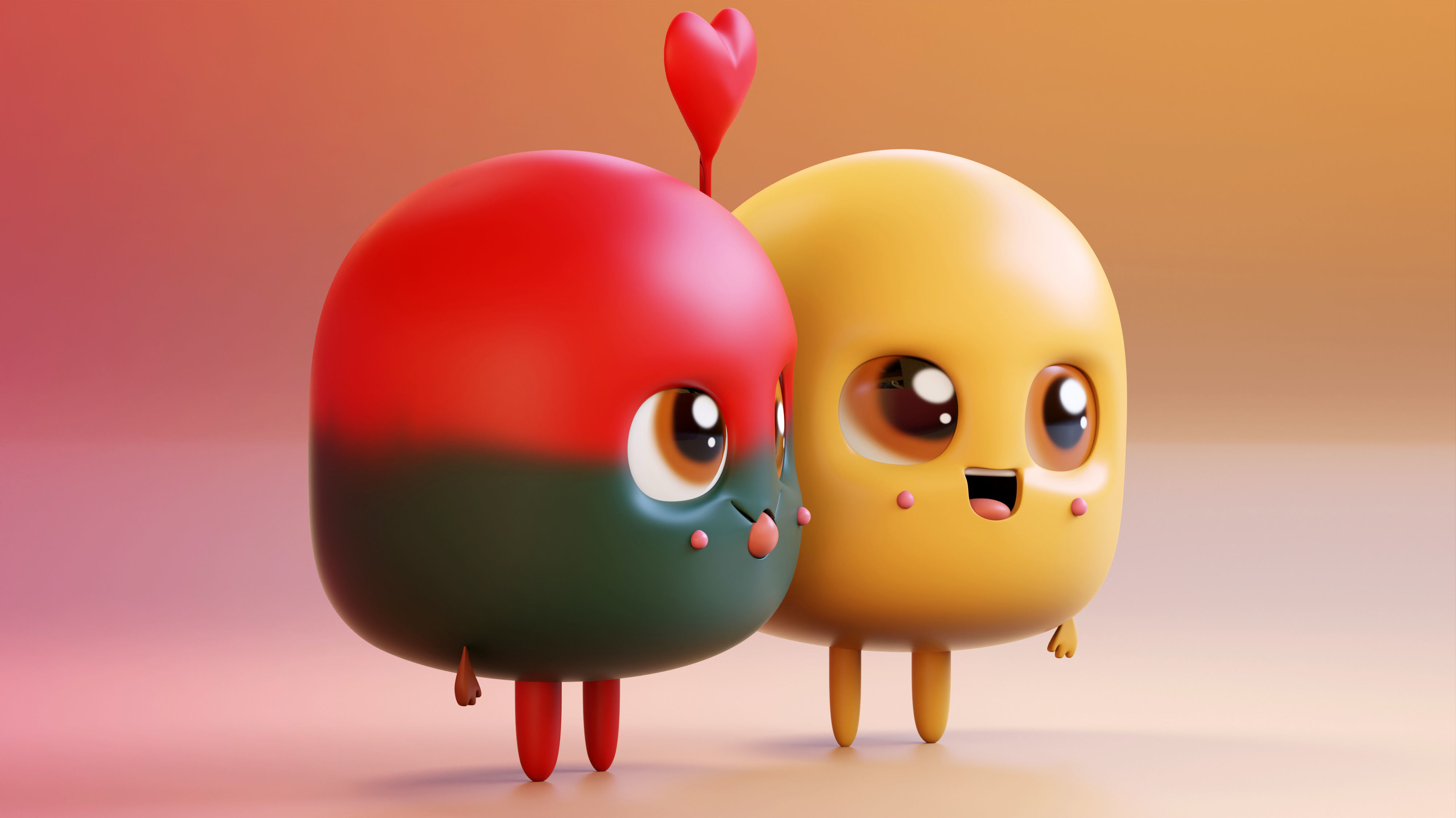 Cute Emoji Couple Love 3D model_11