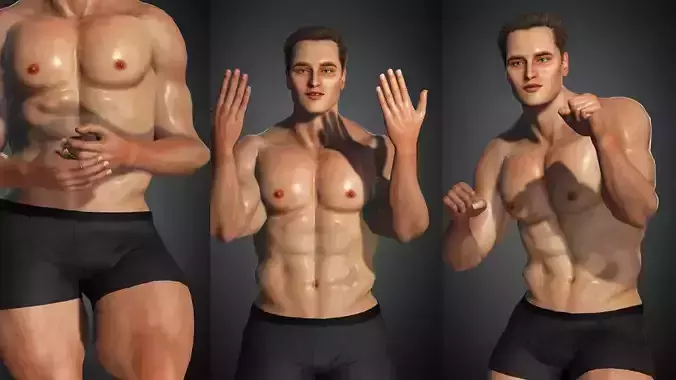 Male Realistic 3d Character For your game and animation Low-poly 3D model