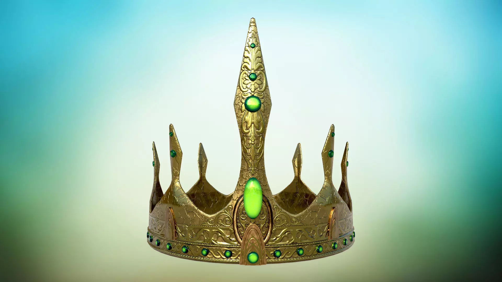 Old Medieval Crown  PBR  game ready Low-poly 3D model_0
