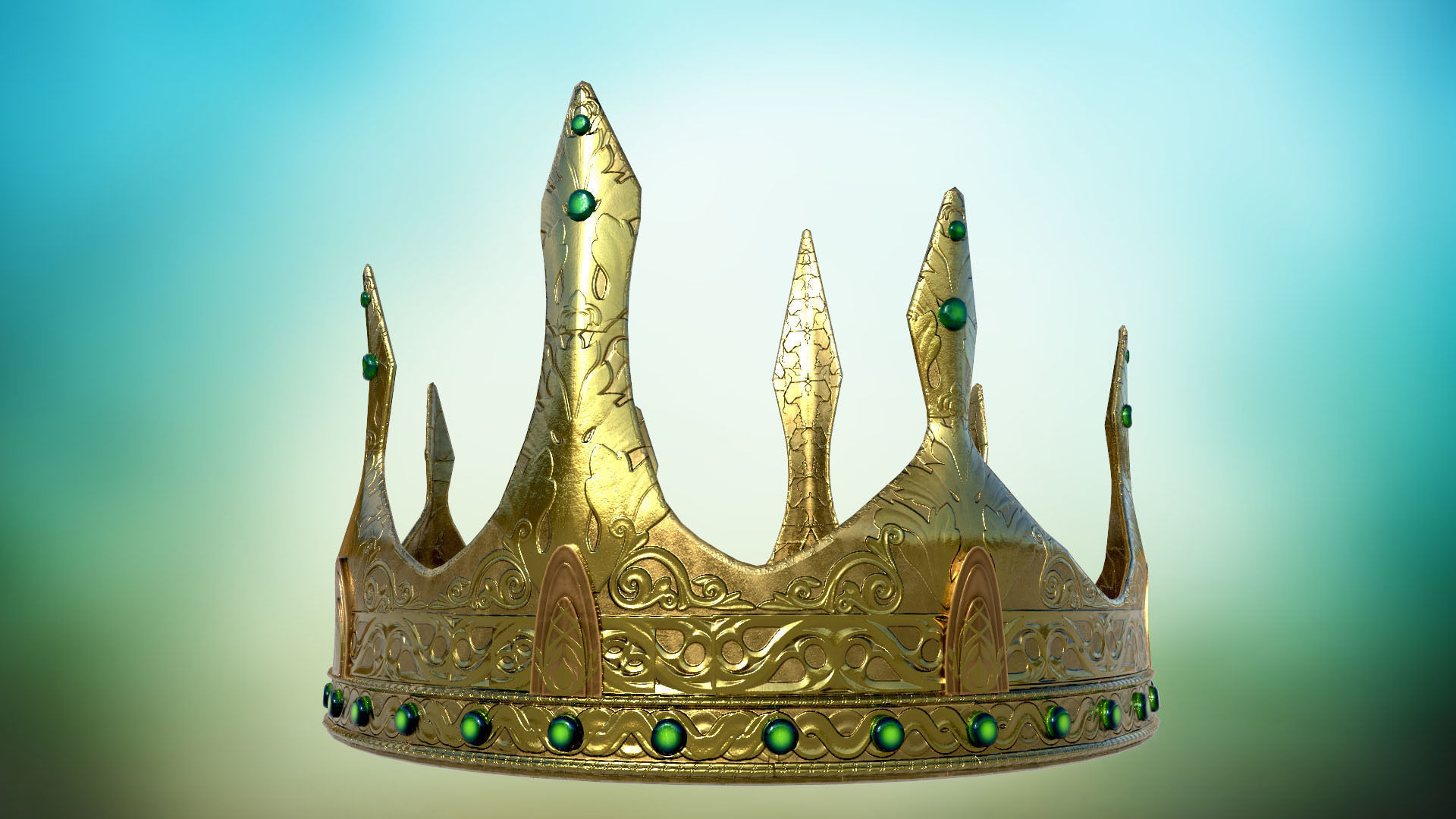 Old Medieval Crown  PBR  game ready Low-poly 3D model_4