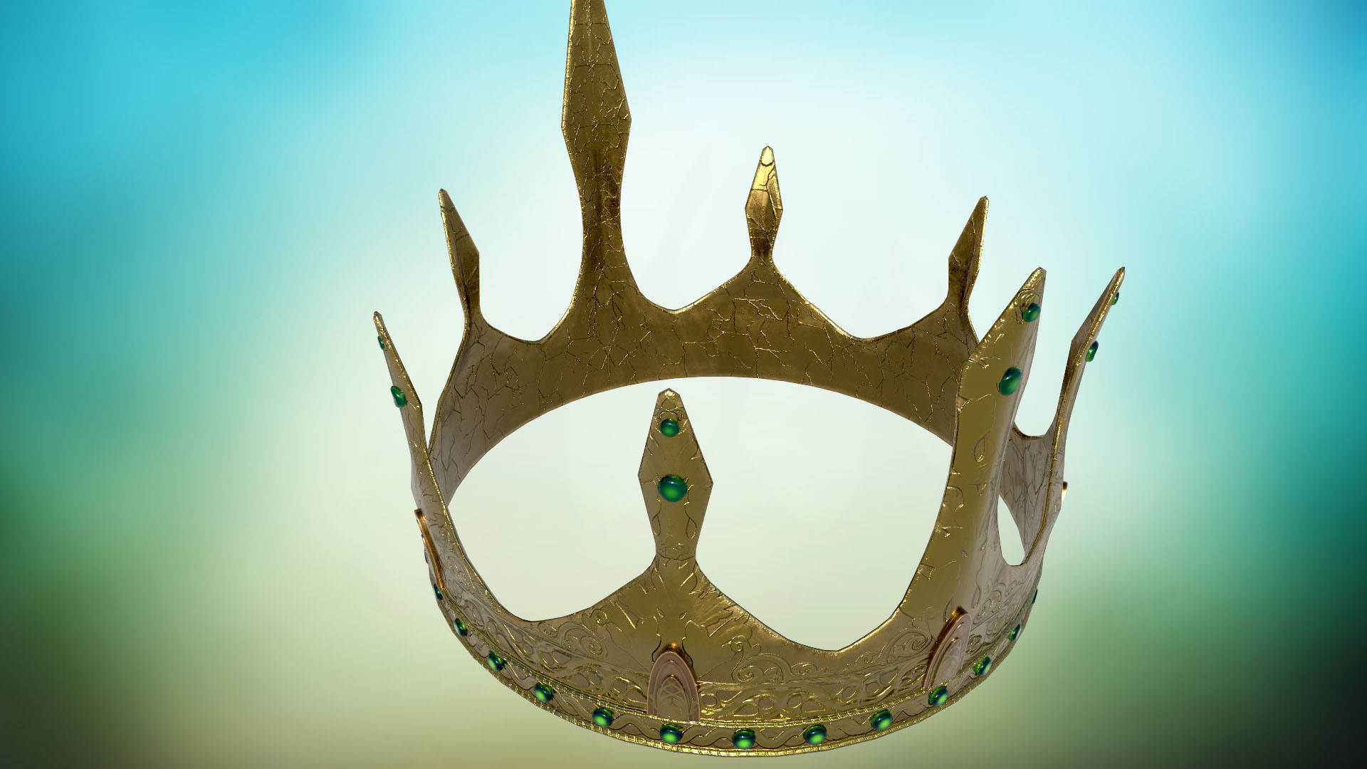 Old Medieval Crown  PBR  game ready Low-poly 3D model_3