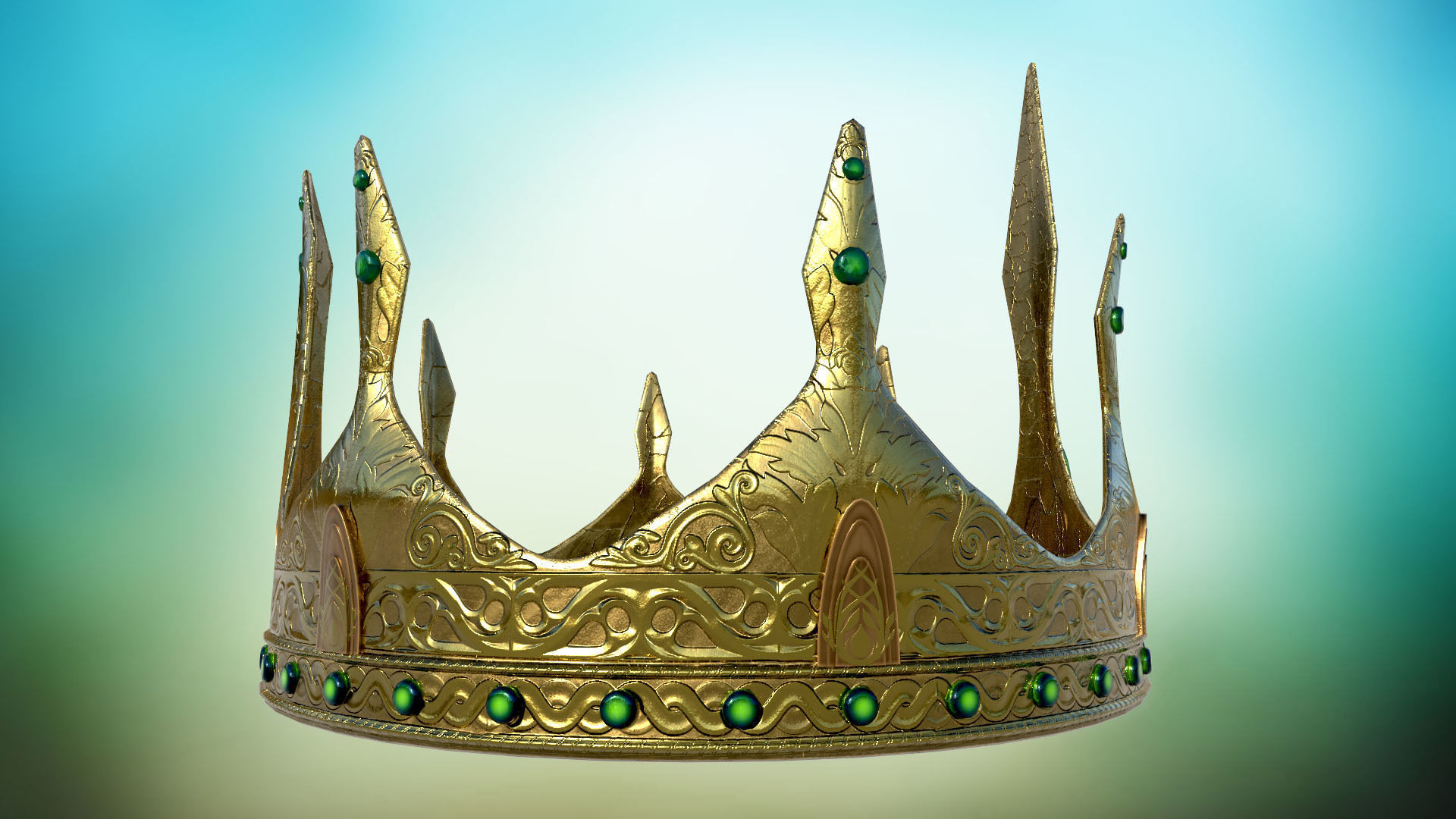 Old Medieval Crown  PBR  game ready Low-poly 3D model_5